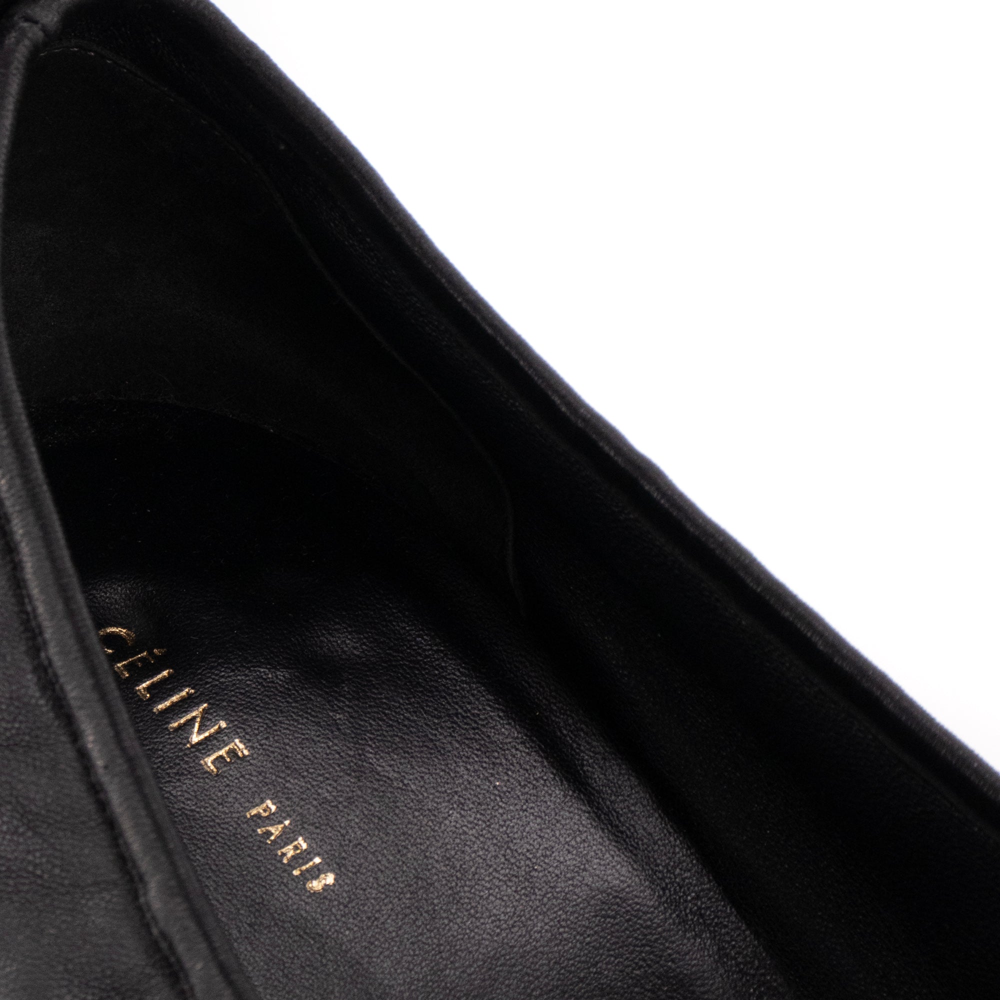 CELINE - Ballerines à talons Soft Ballerina Celine en cuir noir (T39.5)