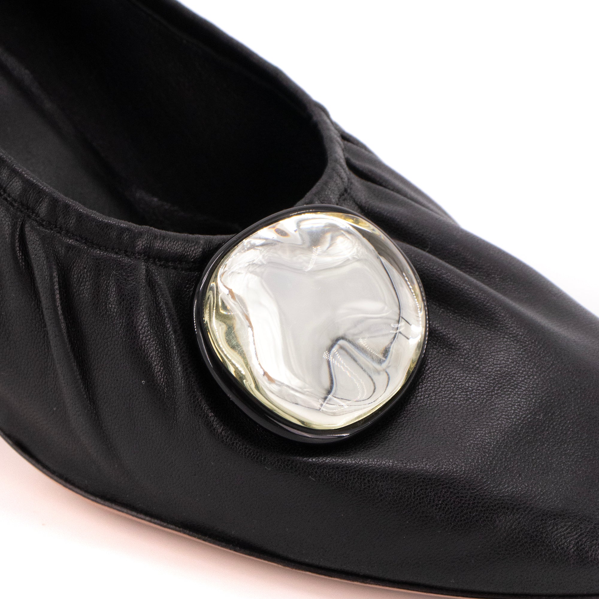 CELINE - Ballerines à talons Soft Ballerina Celine en cuir noir (T39.5)
