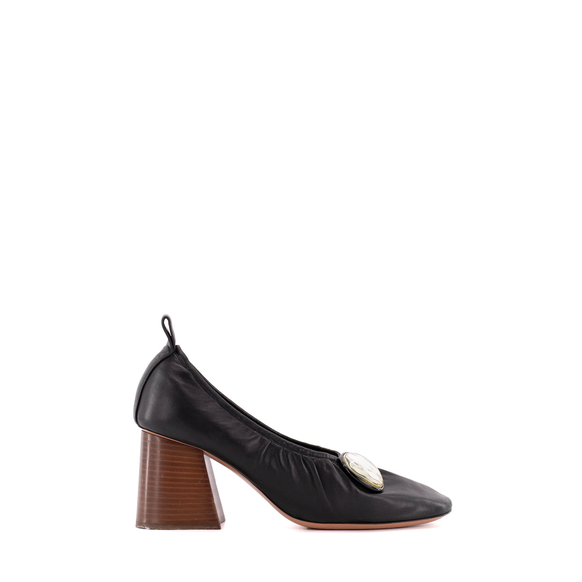 CELINE - Ballerines à talons Soft Ballerina Celine en cuir noir (T39.5)