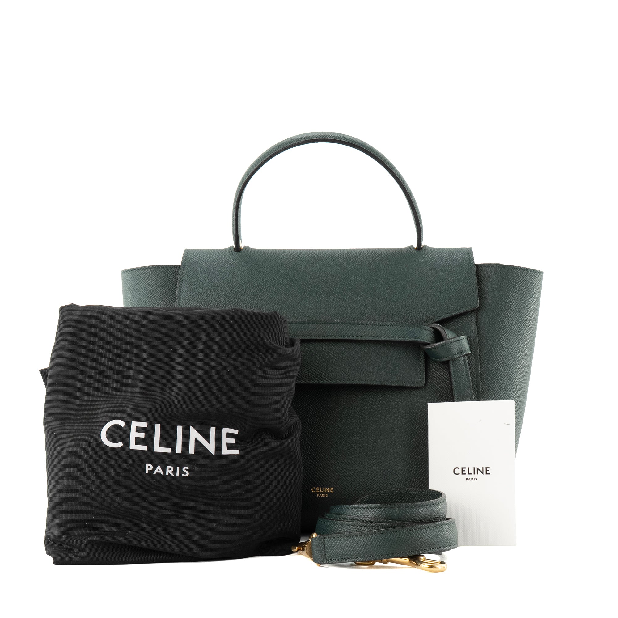 CELINE - Sac à bandoulière Belt Micro Celine en cuir grainé vert sapin