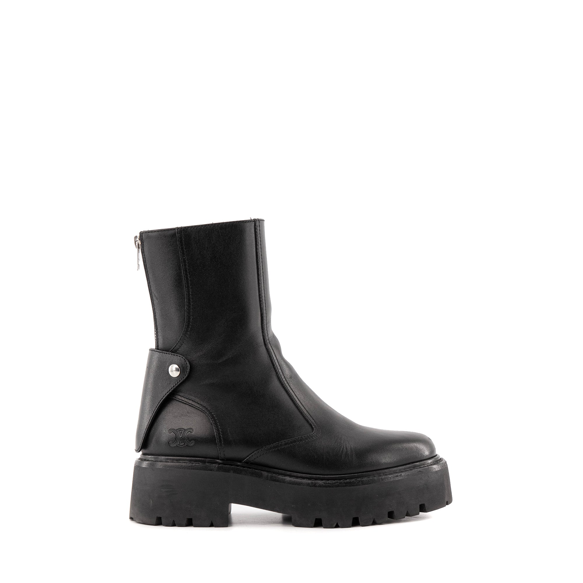 CELINE - Bottines Bulky Celine en cuir lisse noir (T36)