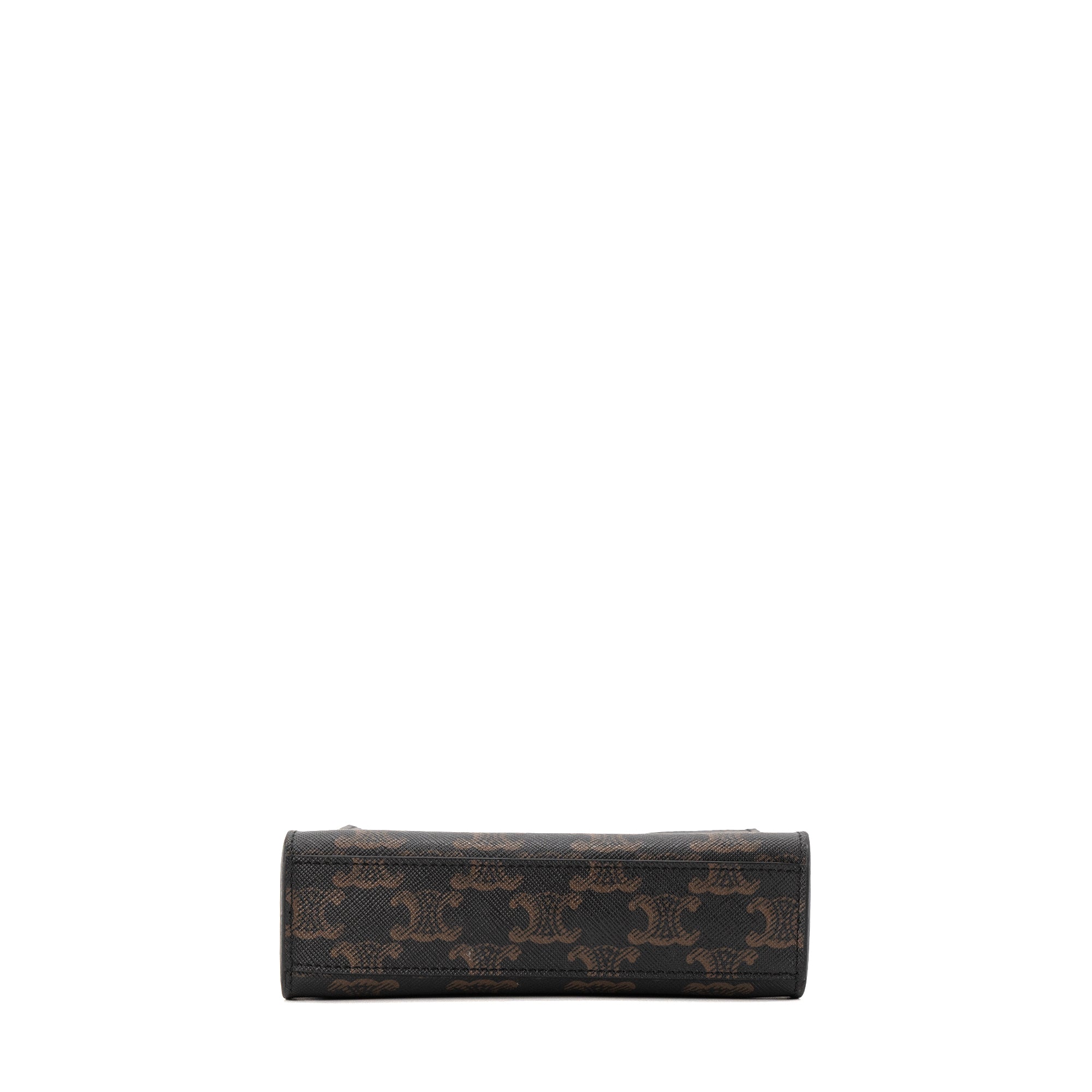 CELINE - Cabas Plat PM Celine en toile enduite monogrammée marron