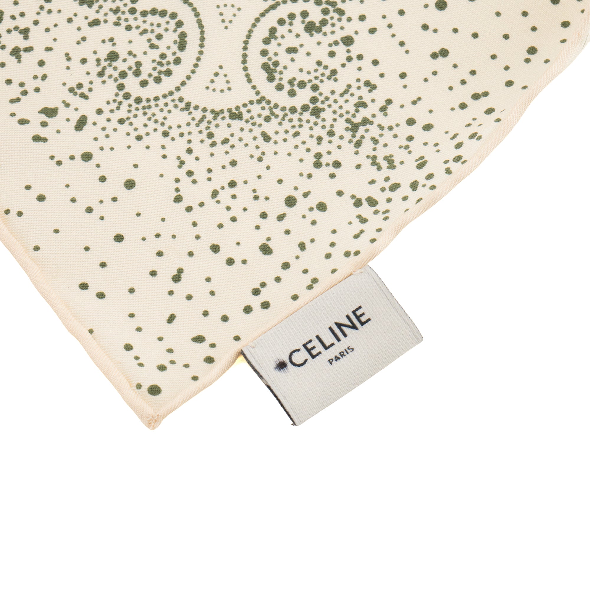 CELINE - Carré 90 Triomphe Celine en soie beige et kaki