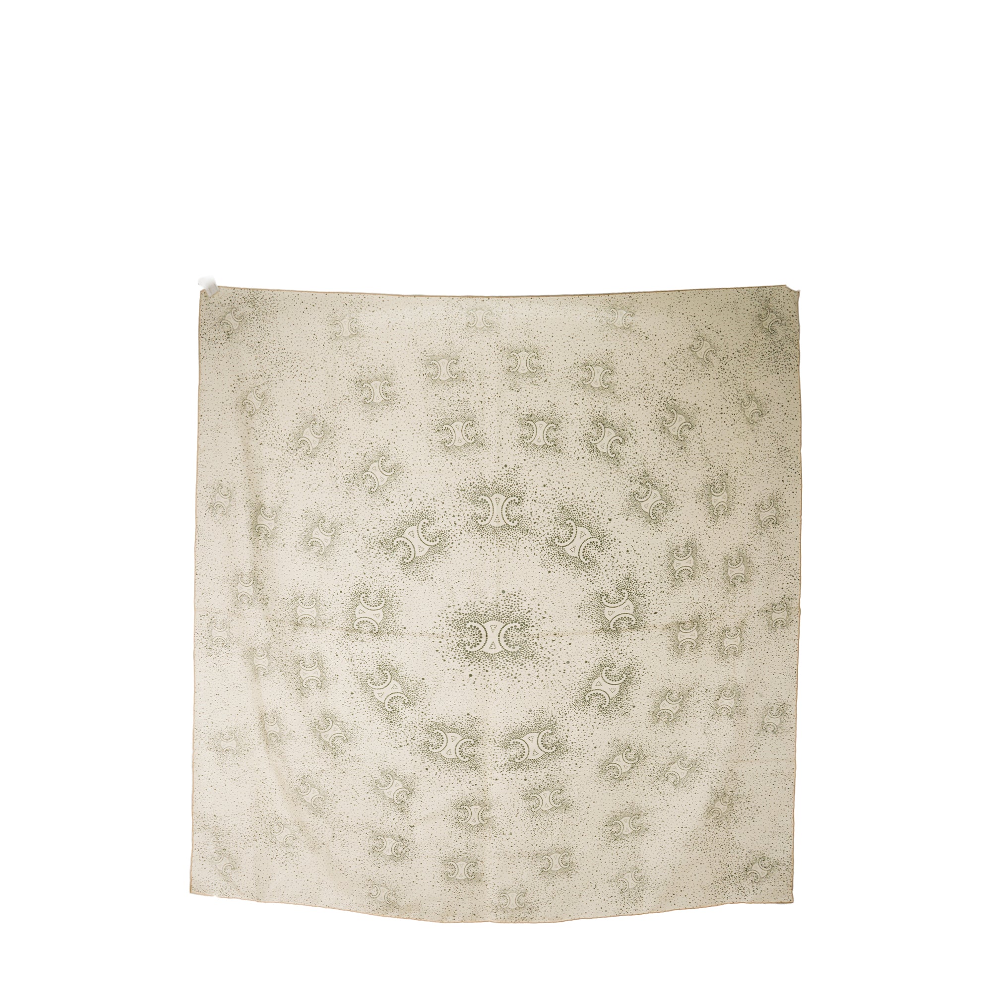 CELINE - Carré 90 Triomphe Celine en soie beige et kaki