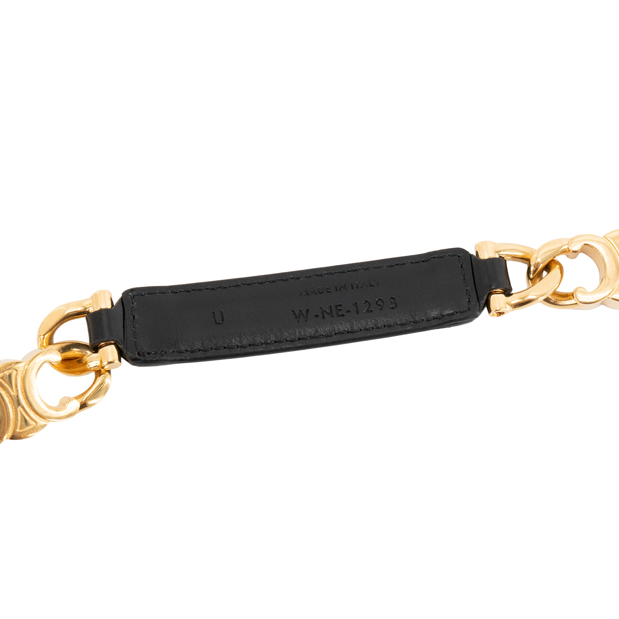 CELINE - Ceinture Gourmette Triomphe Celine en cuir lisse noir (TU)