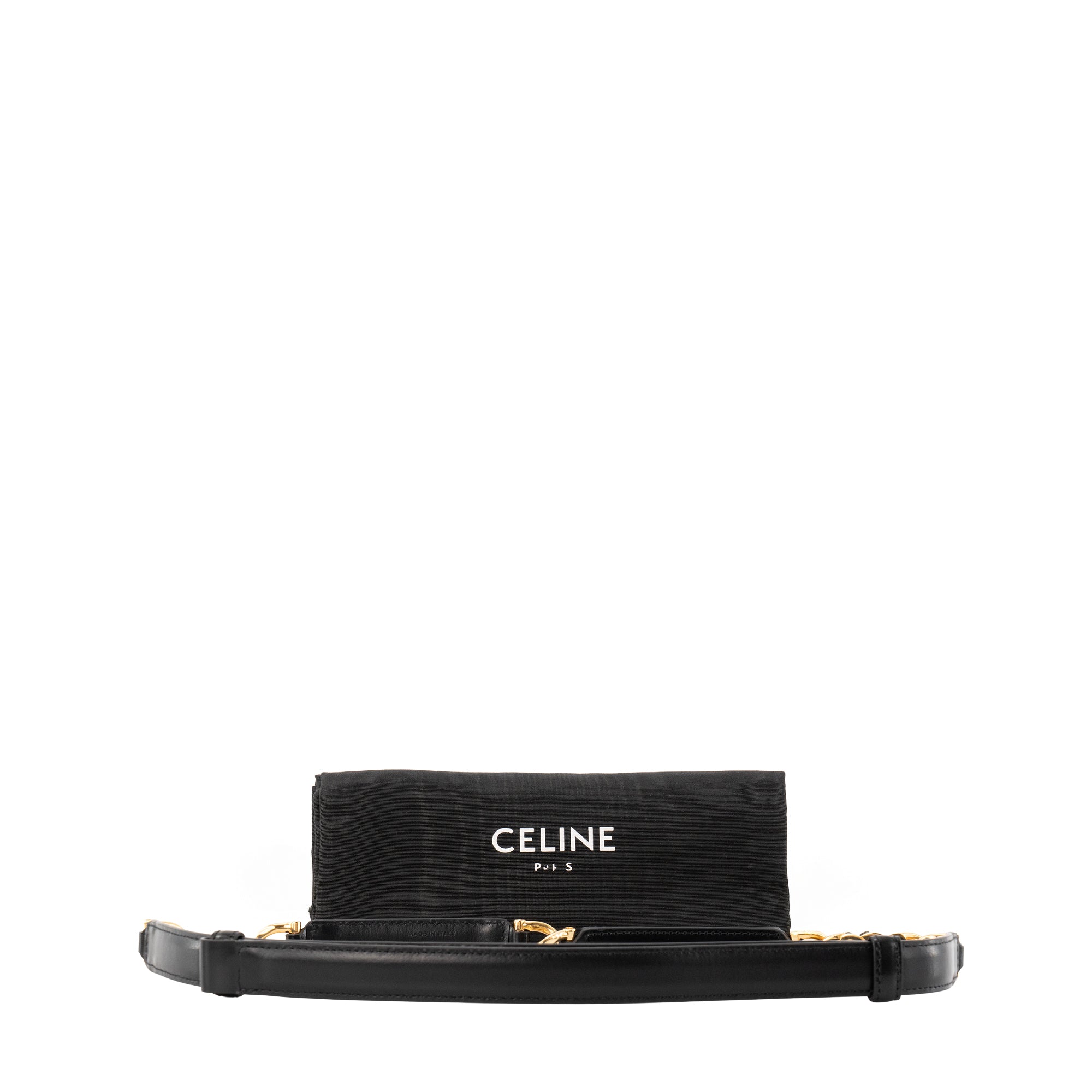 CELINE - Ceinture Gourmette Triomphe Celine en cuir lisse noir (TU)