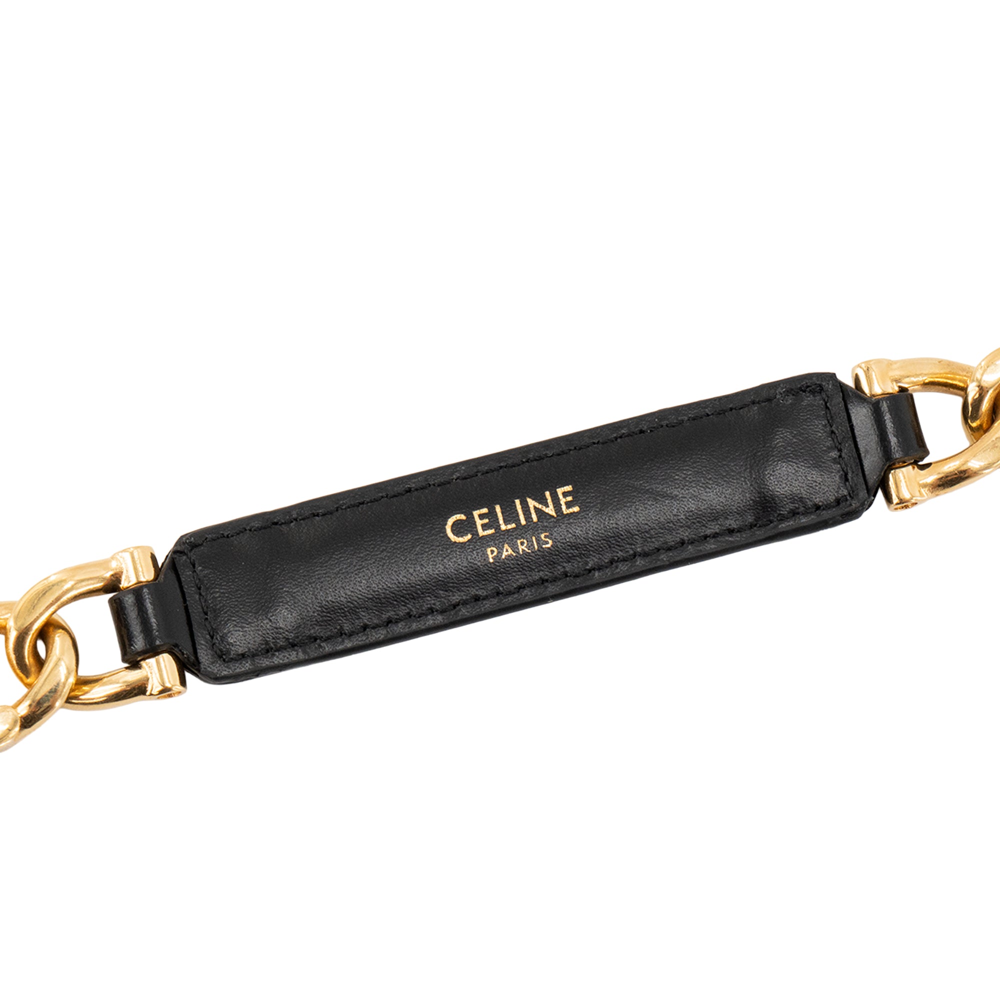 CELINE - Ceinture Gourmette Triomphe Celine en cuir lisse noir (TU)