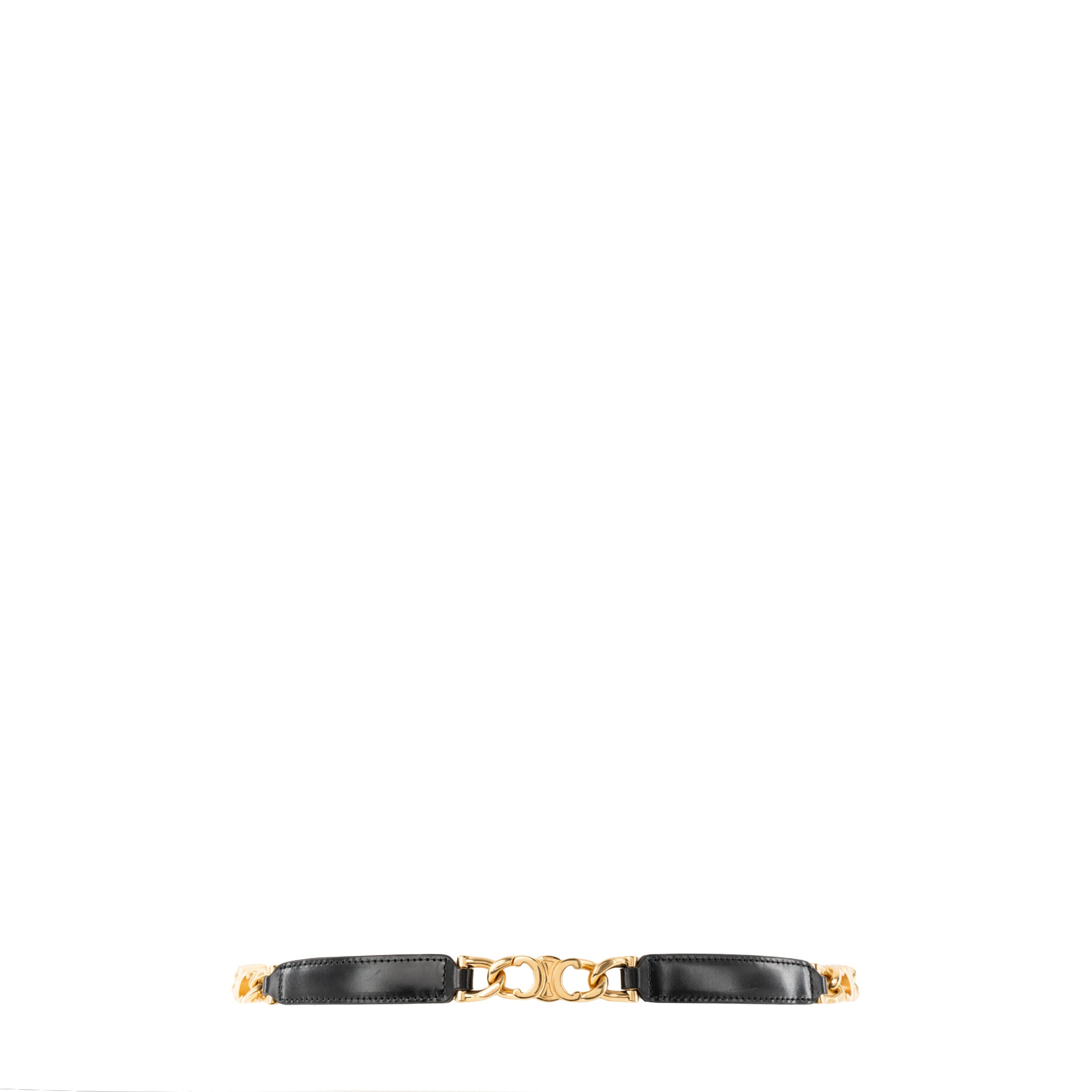 CELINE - Ceinture Gourmette Triomphe Celine en cuir lisse noir (TU)