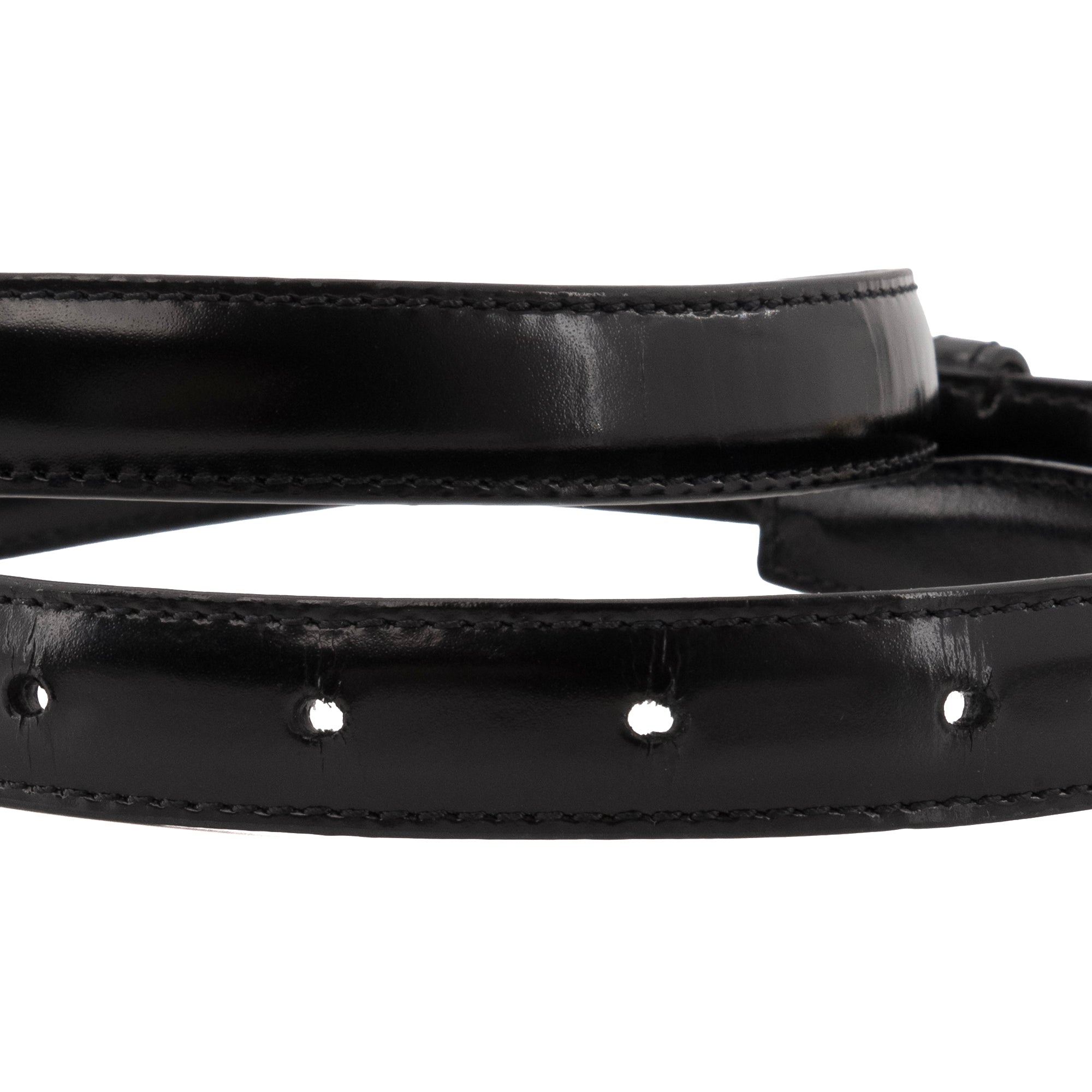 CELINE - Ceinture Triomphe Petit Modèle Céline en cuir lisse noir (T75)