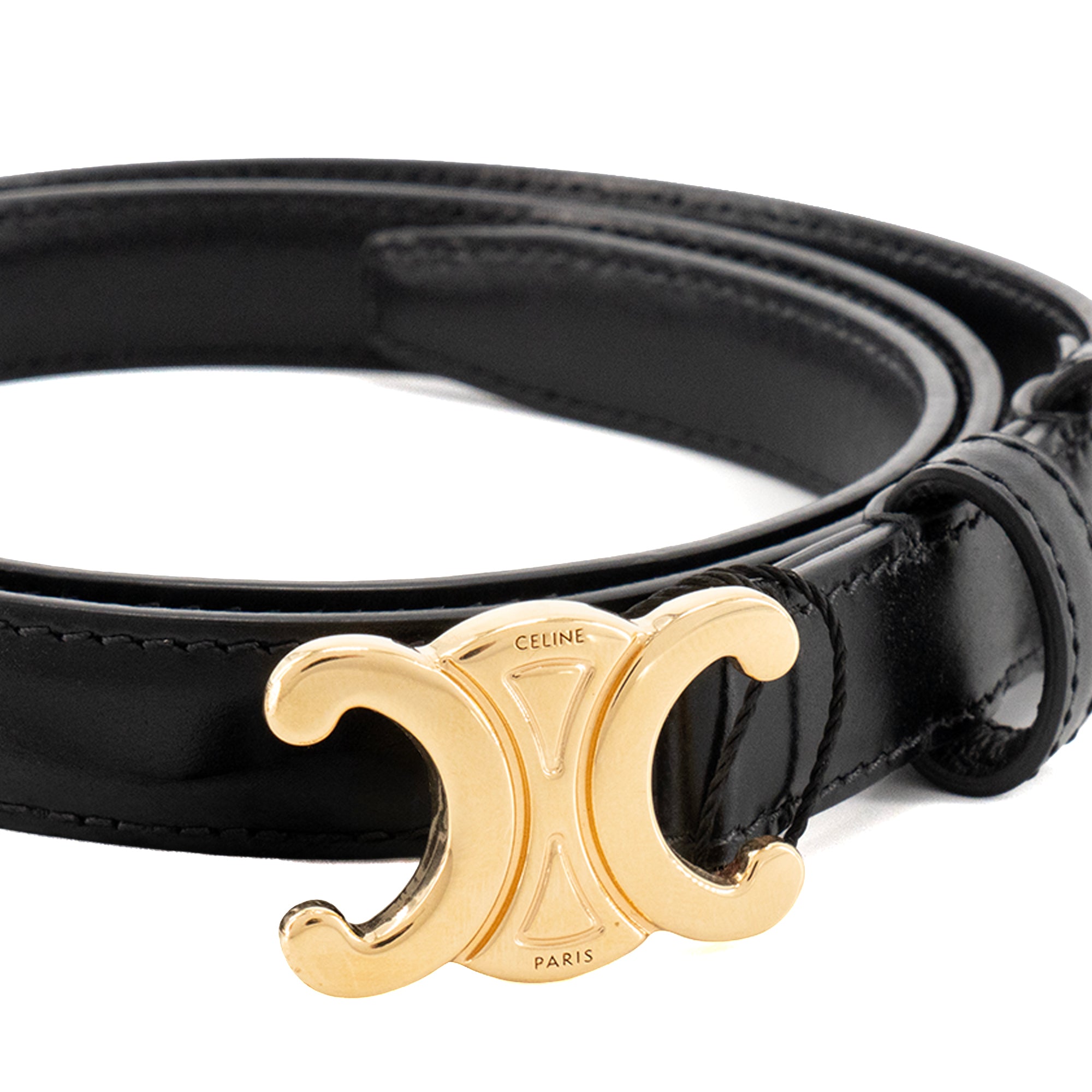 CELINE - Ceinture Triomphe PM Celine en cuir lisse (T80)