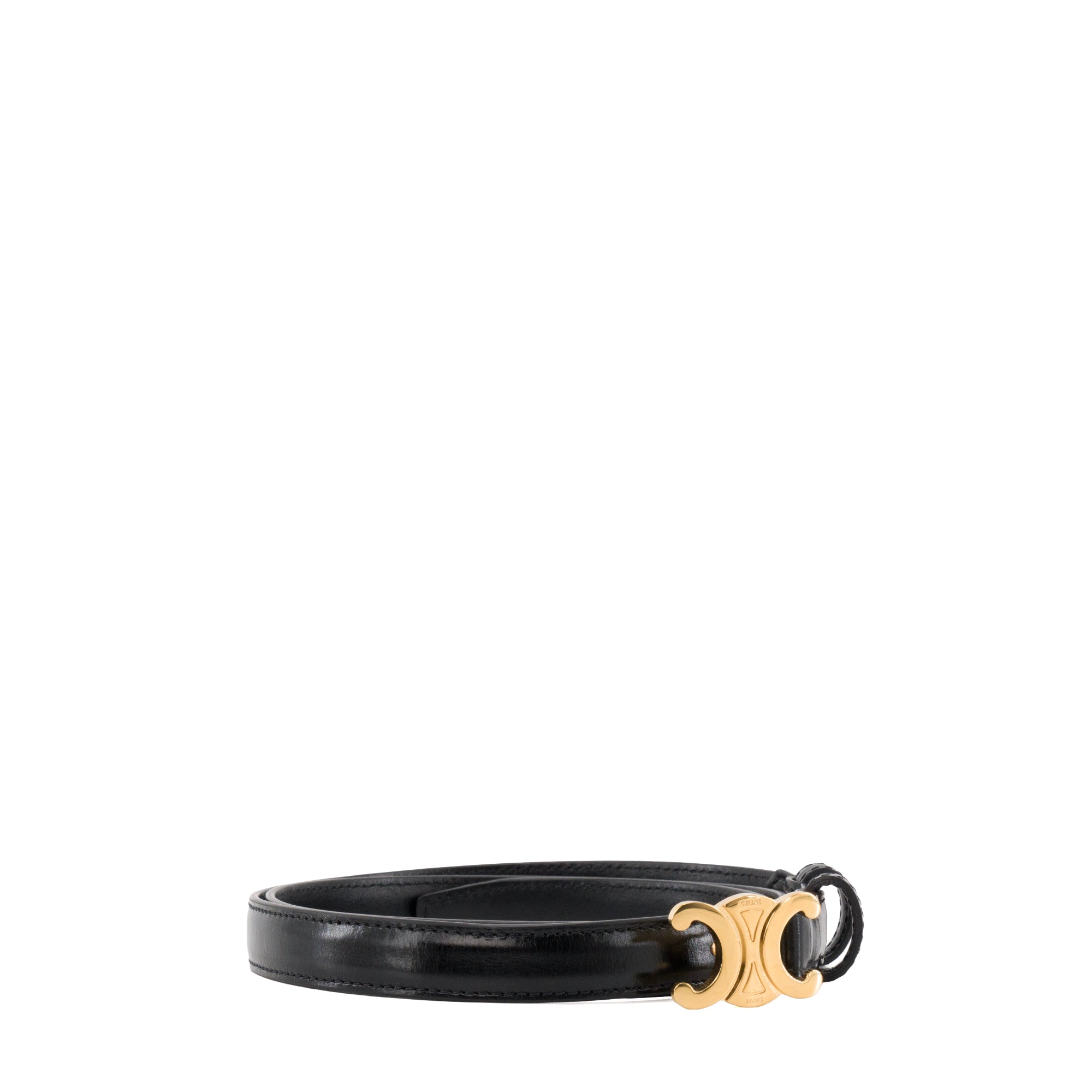 CELINE - Ceinture Triomphe teen Celine en cuir lisse noir (T85)