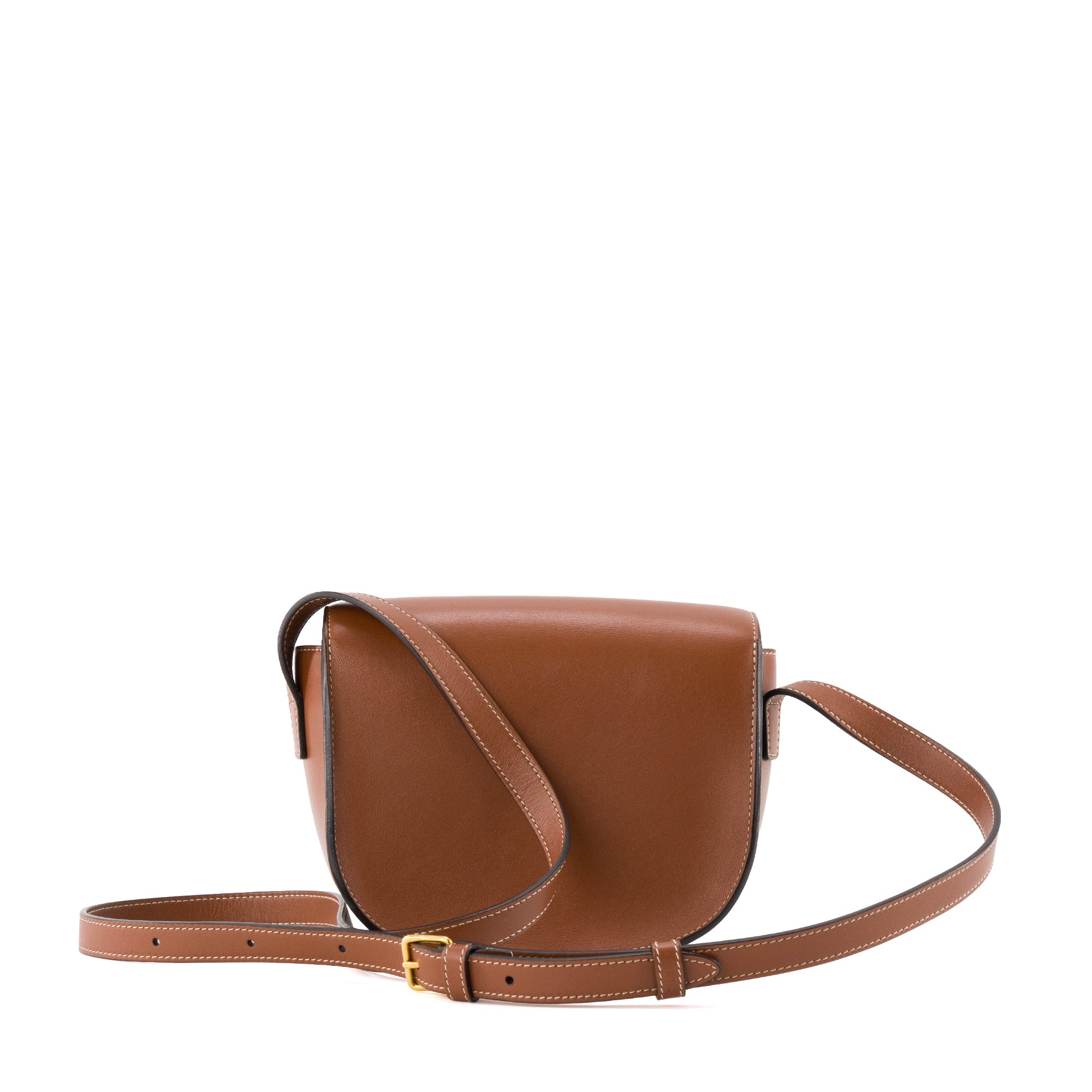 CELINE - Sac à bandoulière Folco Celine en cuir tan et broderie blanche