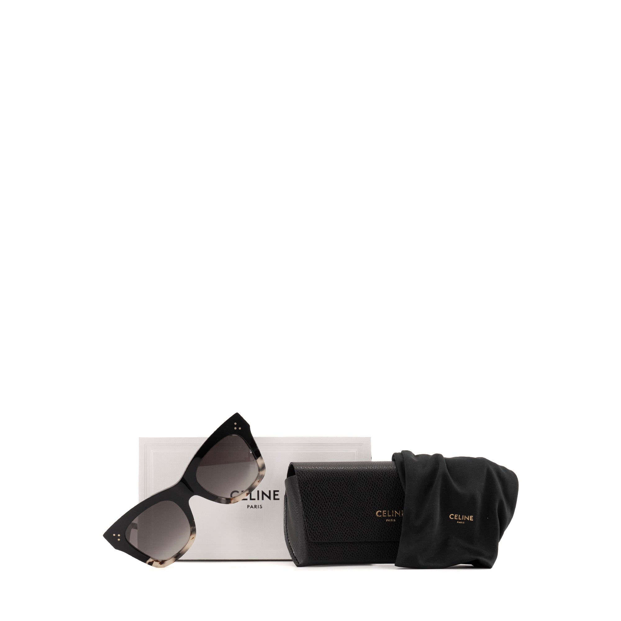 CELINE - Lunettes de soleil 3 Dotes Cate-eye Celine en plastique noir