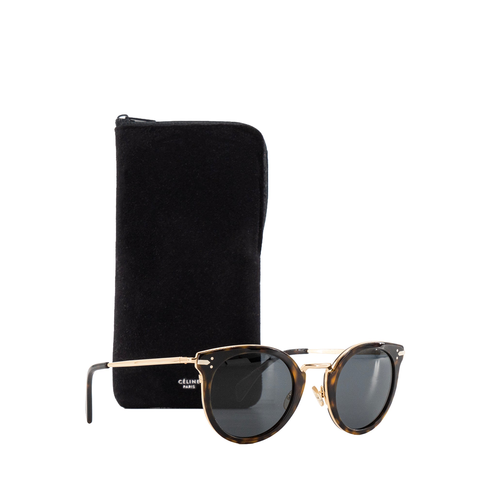 CELINE - Lunettes de soleil Celine écaille de tortue et métal doré