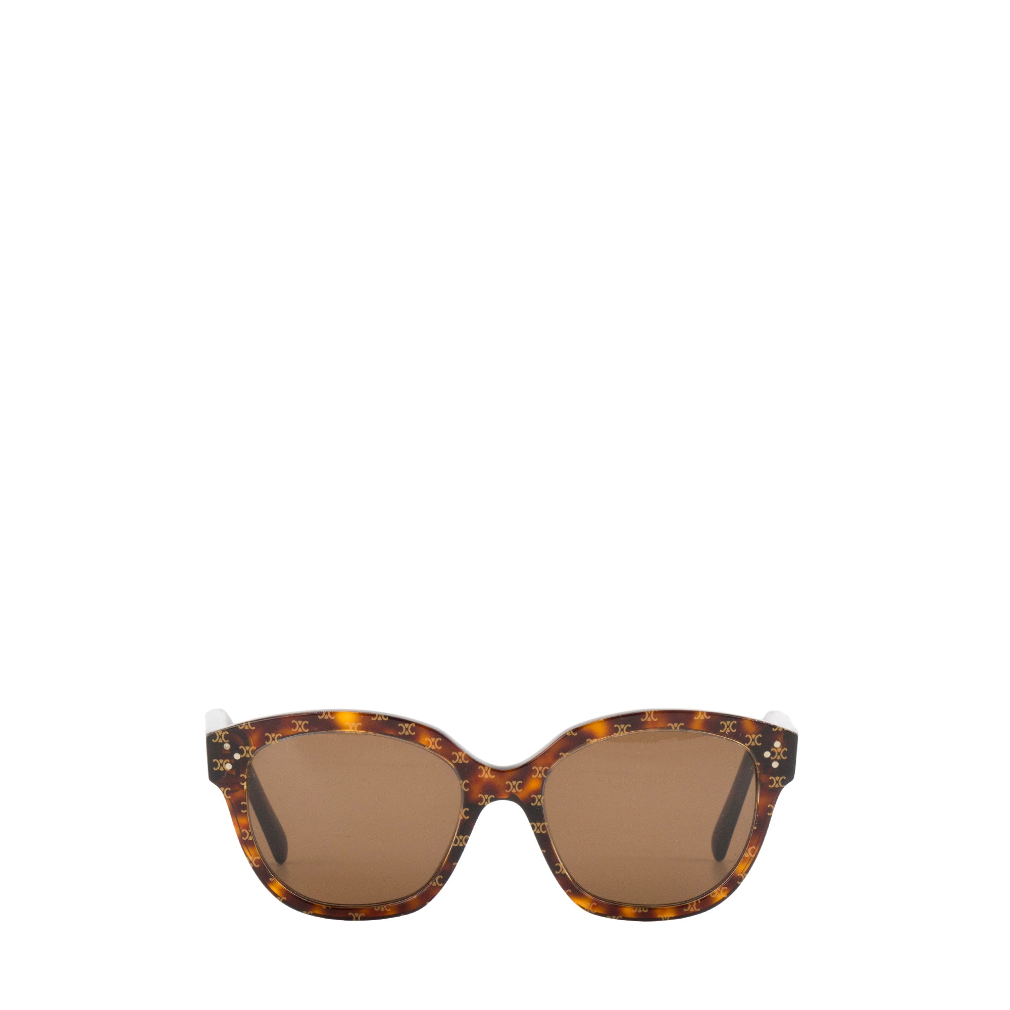 CELINE - Lunettes de soleil Céline en acétate monogrammée triomphe et écailles de tortue marron