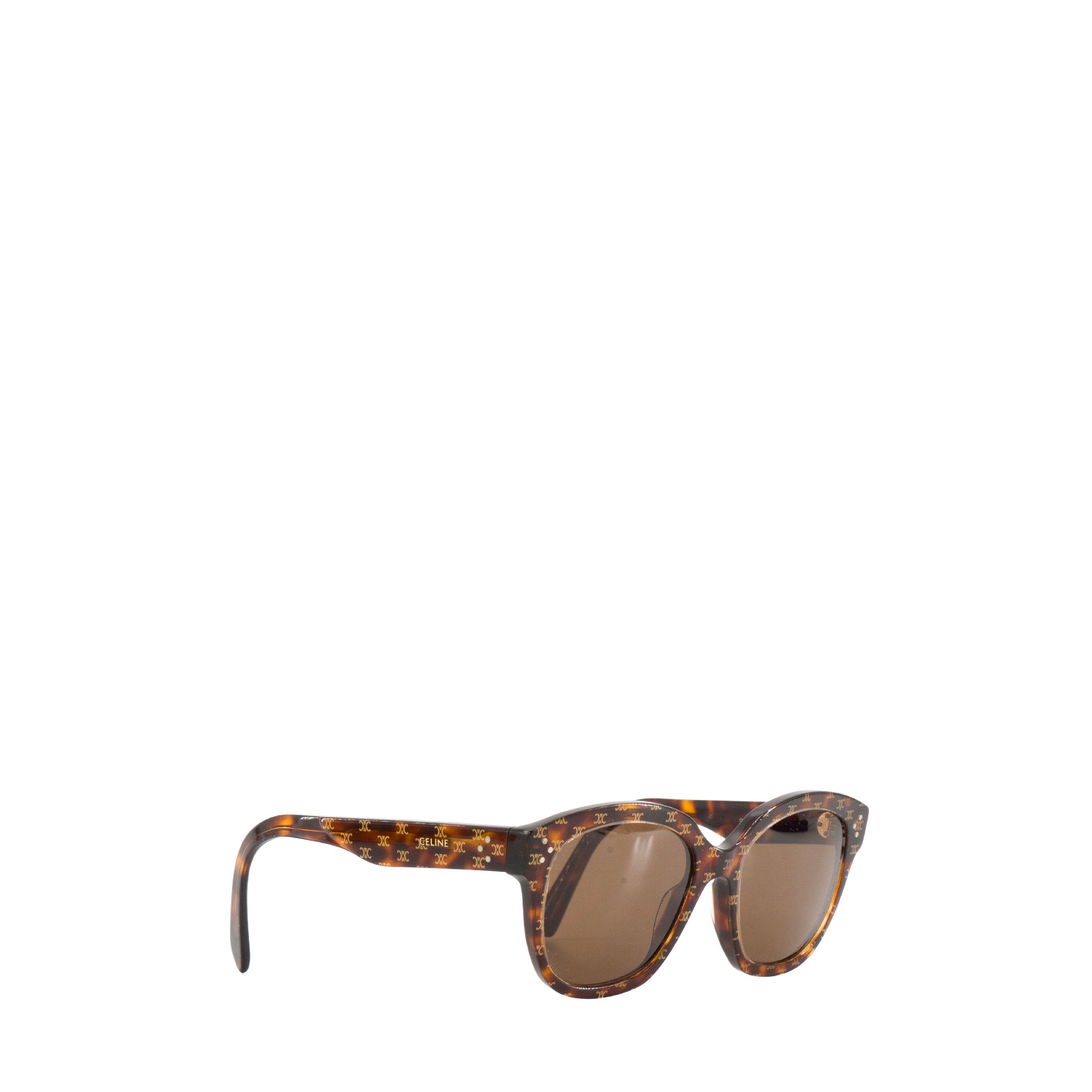 CELINE - Lunettes de soleil Céline en acétate monogrammée triomphe et écailles de tortue marron