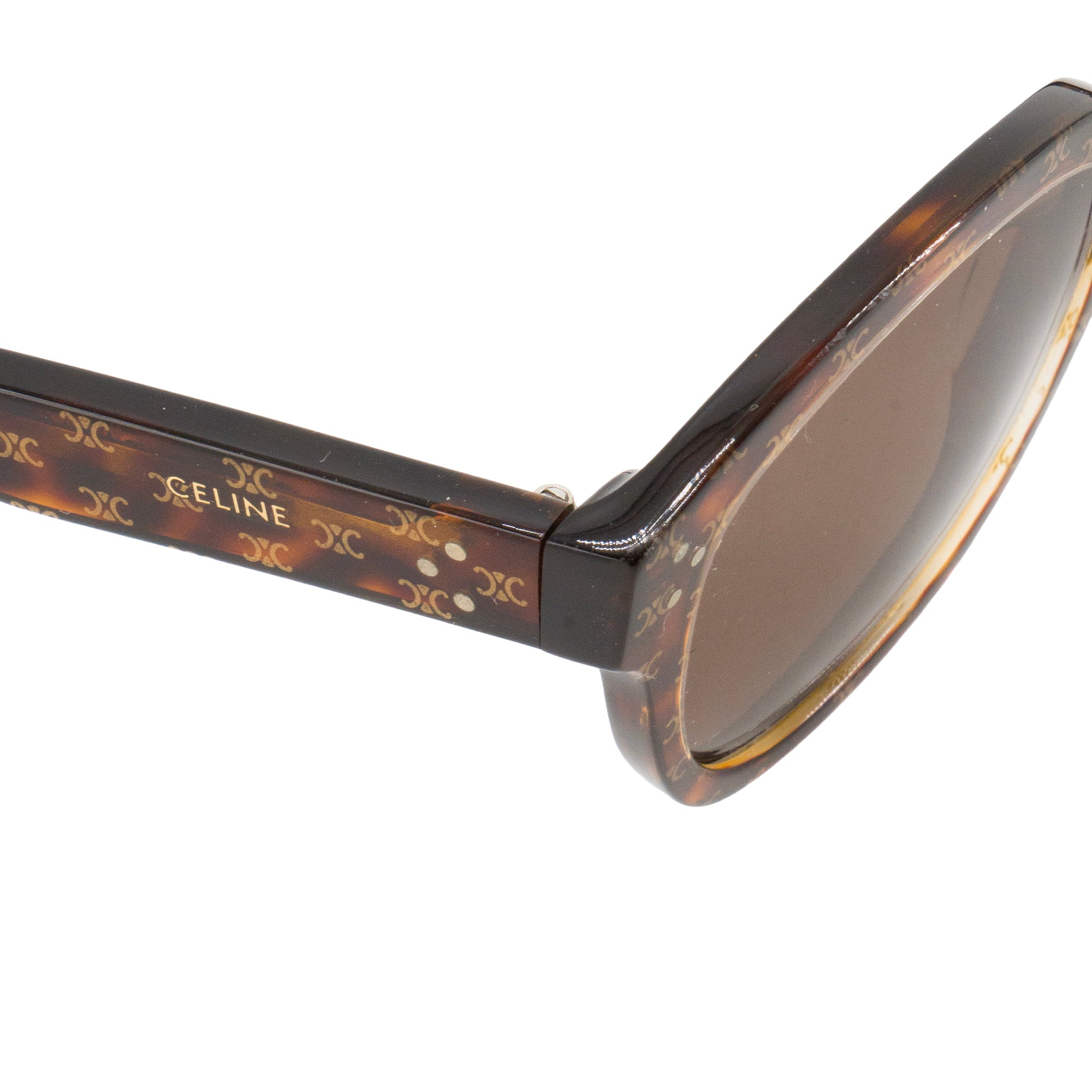 CELINE - Lunettes de soleil Céline en acétate monogrammée triomphe et écailles de tortue marron