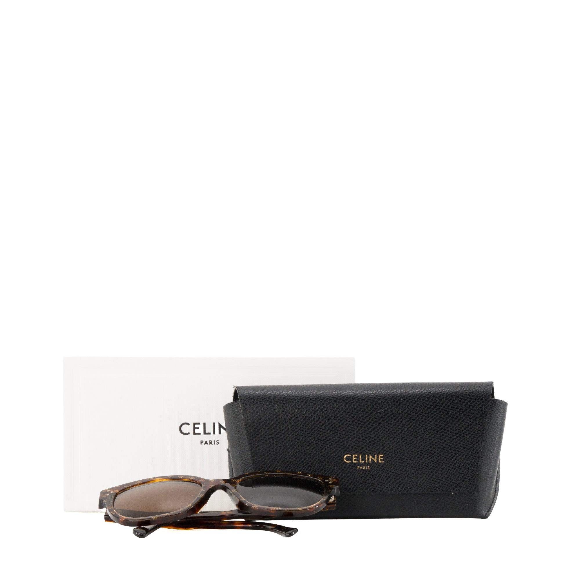 CELINE - Lunettes de soleil Céline en acétate monogrammée triomphe et écailles de tortue marron