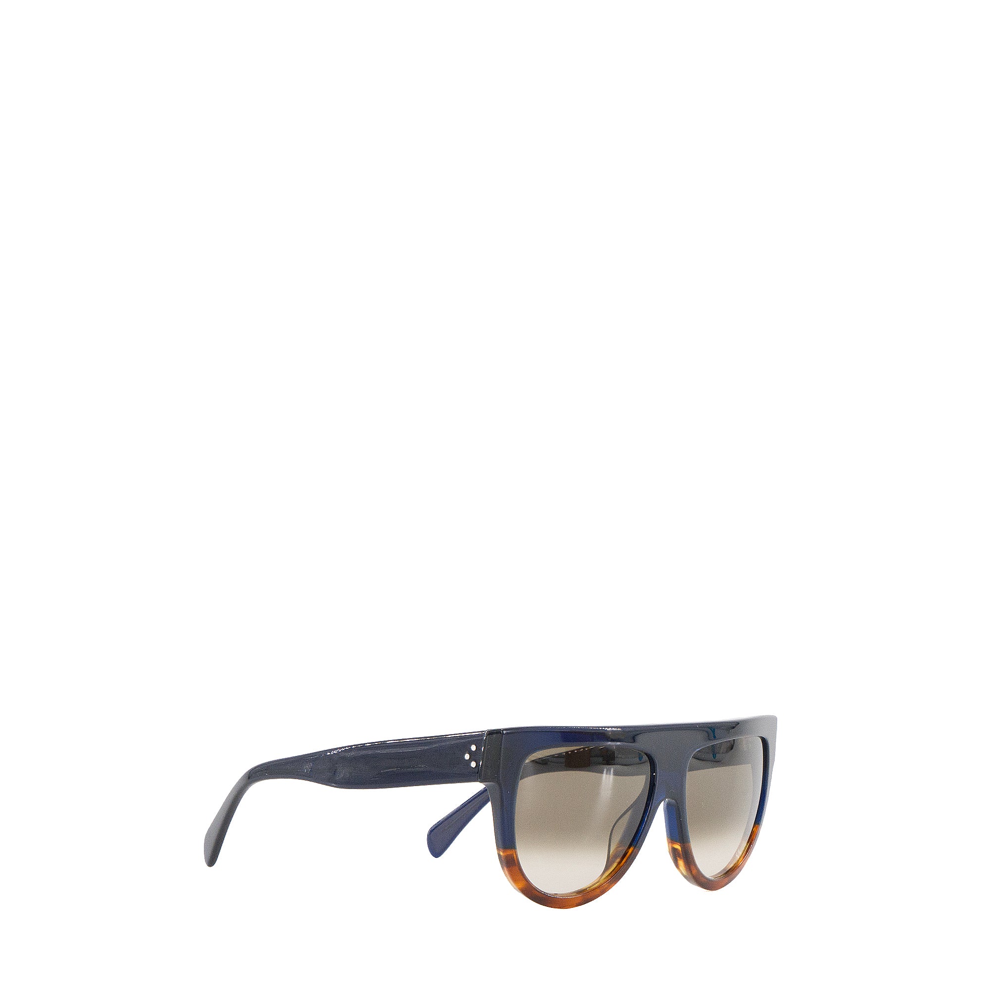 CELINE - Lunettes de soleil Shadow Céline en plastique bleu marine et marron