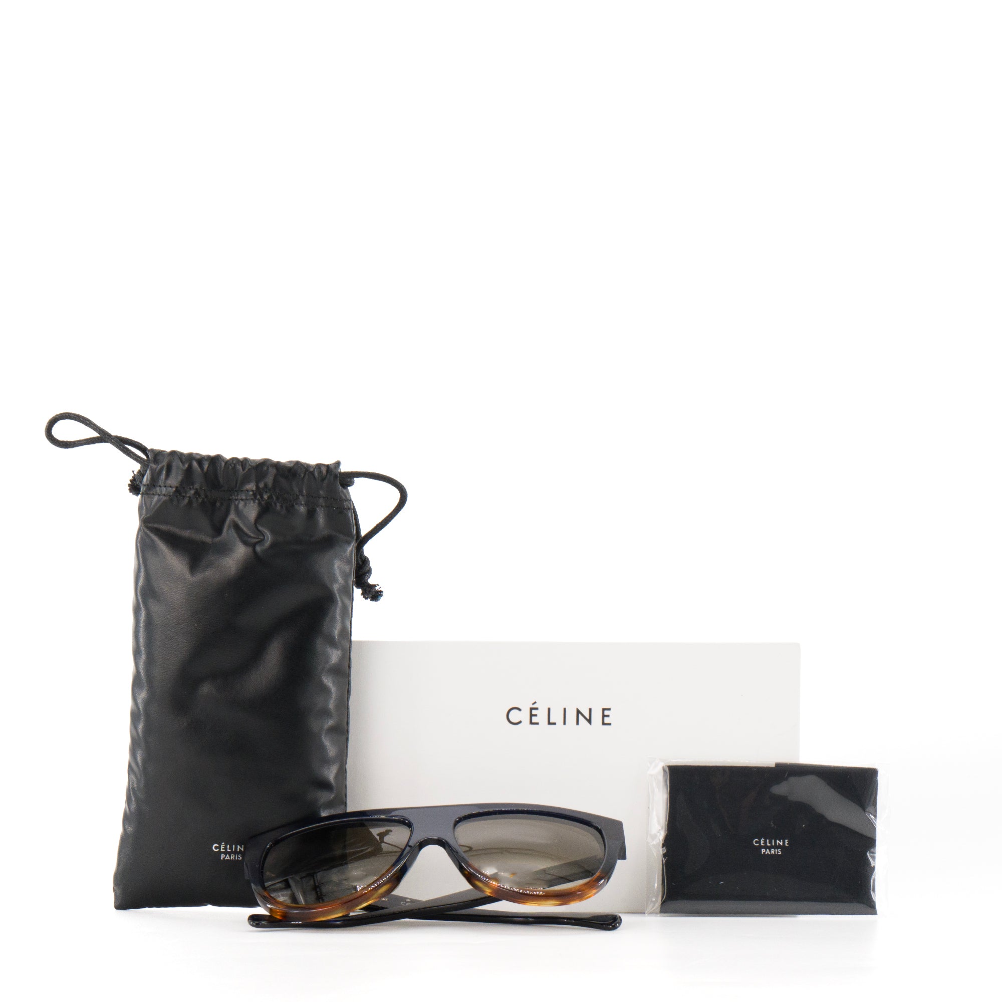 CELINE - Lunettes de soleil Shadow Céline en plastique bleu marine et marron
