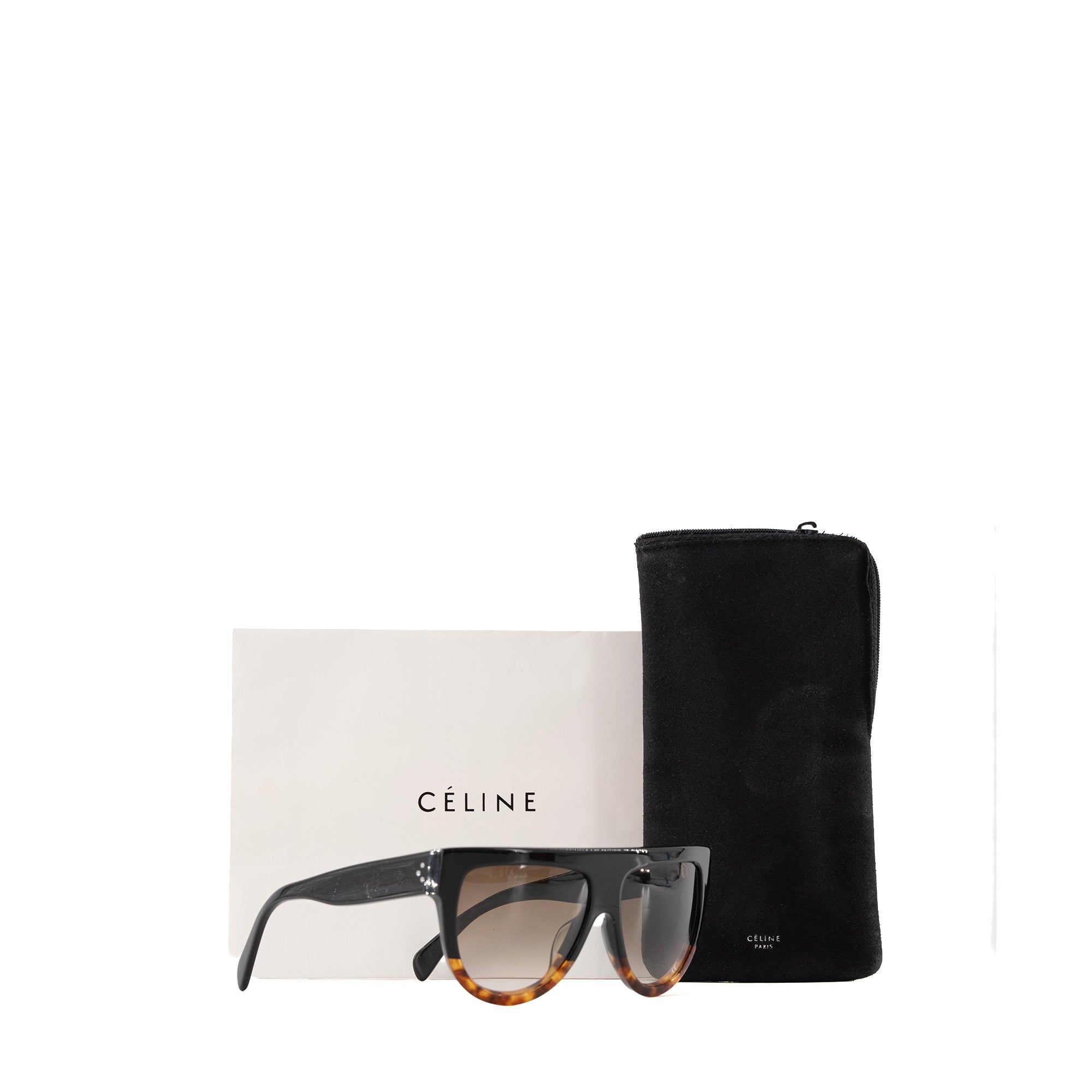 CELINE - Lunettes de soleil Shadow en plastique noir et marron