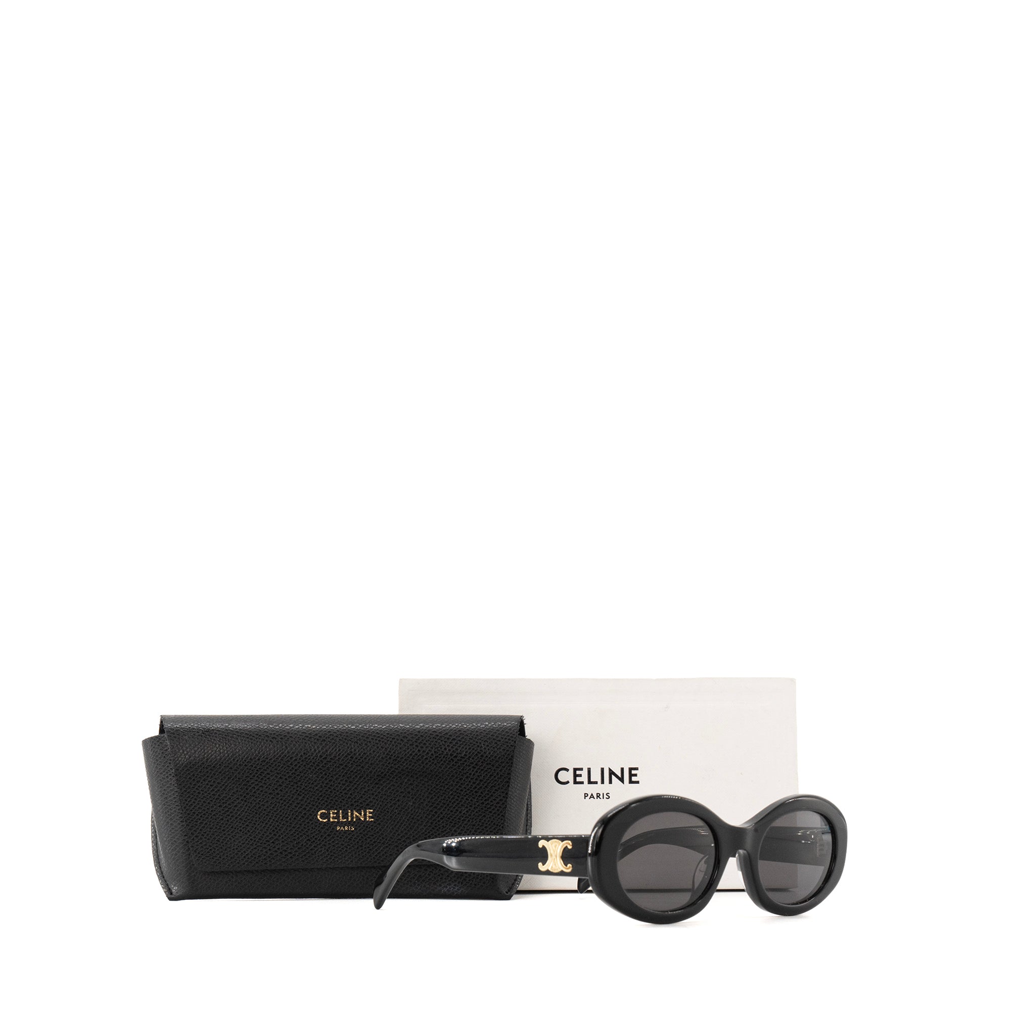 CELINE - Lunettes de soleil Triomphe oval Celine en acétate noir