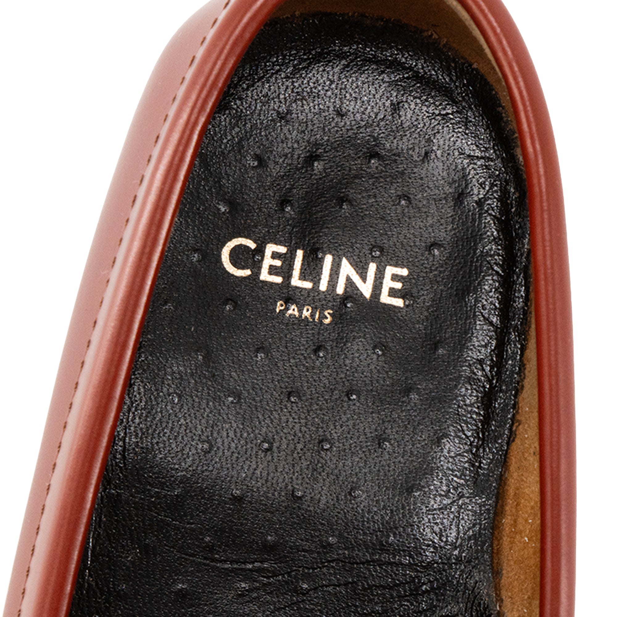 CELINE - Mocassins Triomphe Celine en cuir lisse marron et blanc (T35)