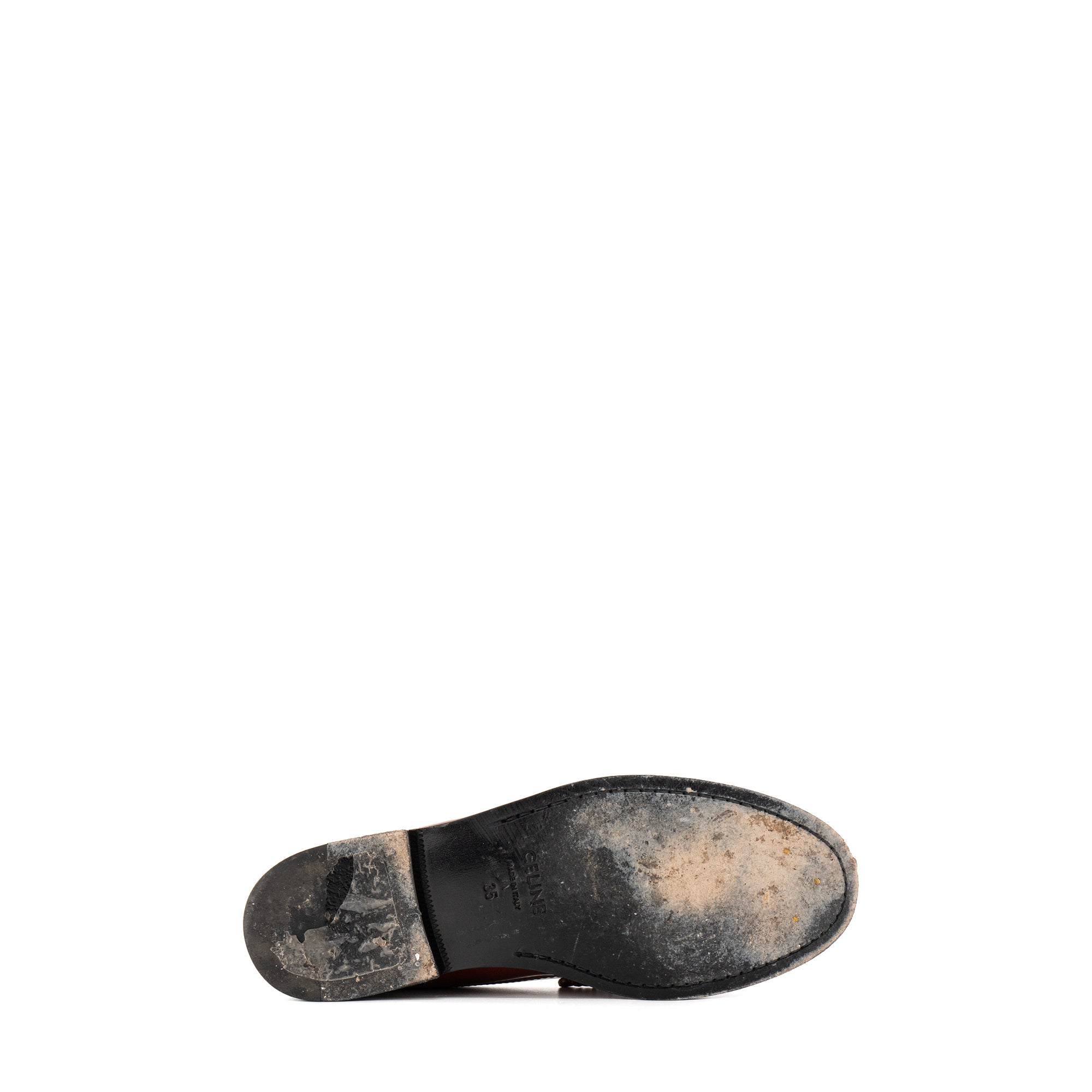 CELINE - Mocassins Triomphe Celine en cuir lisse marron et blanc (T35)