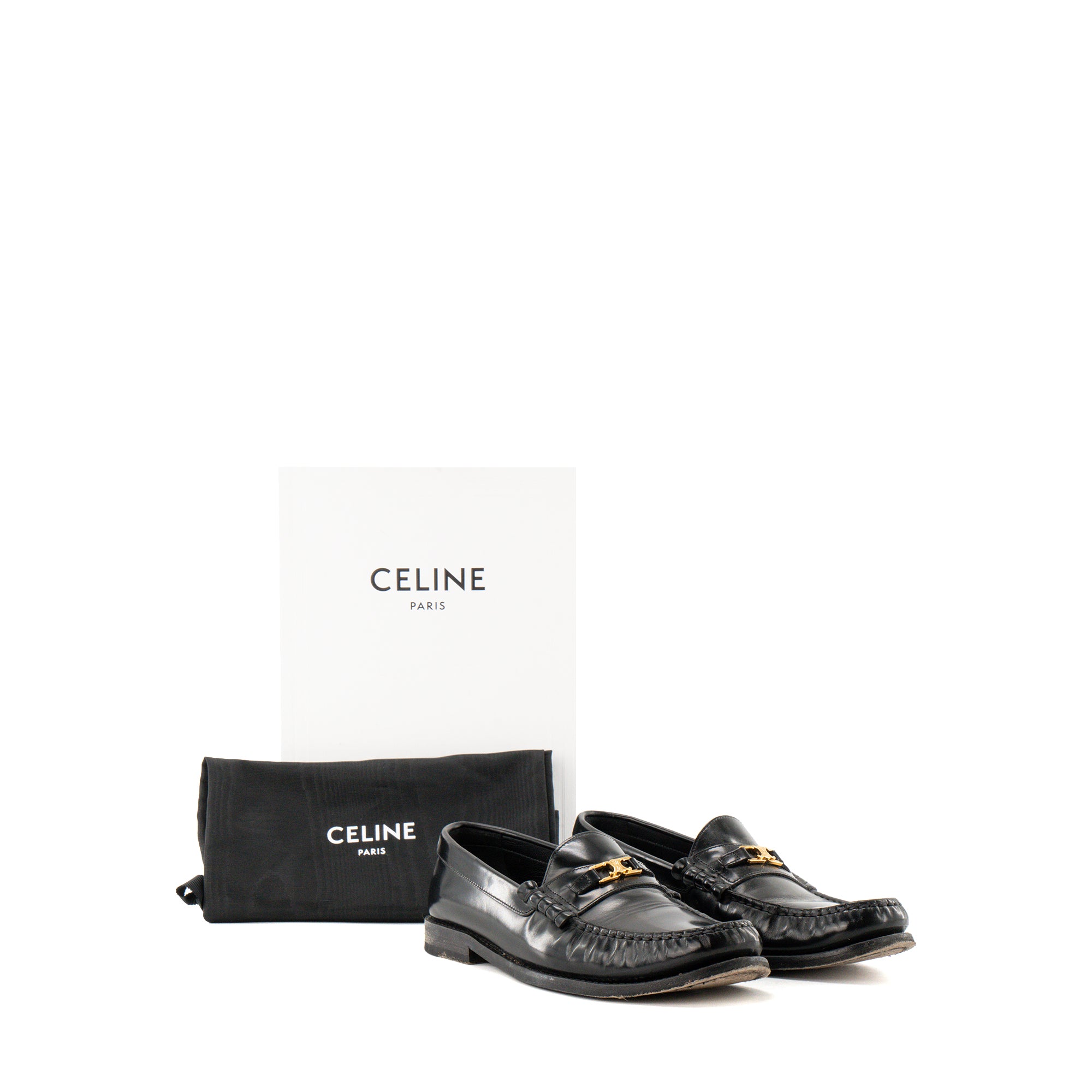 CELINE - Mocassins Triomphe Celine en cuir noir (T39)