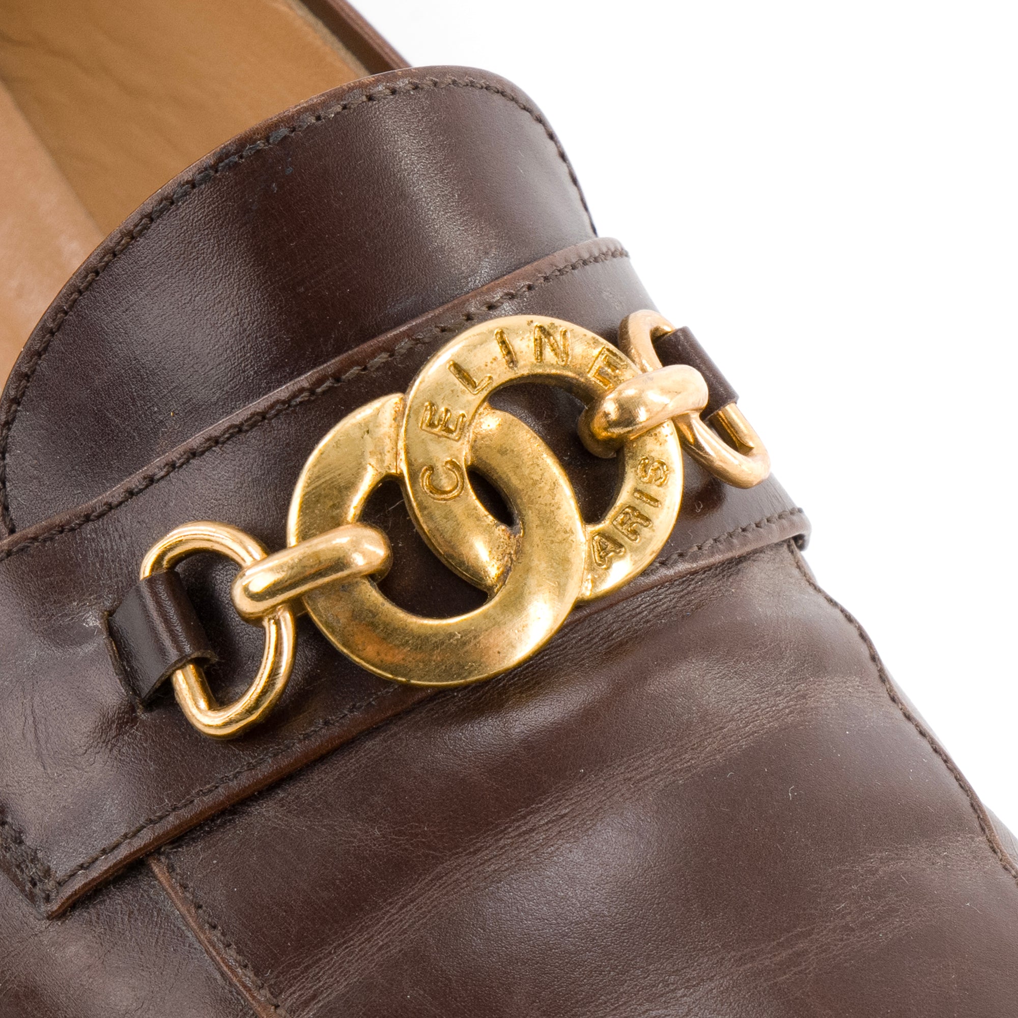 CELINE - Mocassins Celine en cuir marron vintage (T38)