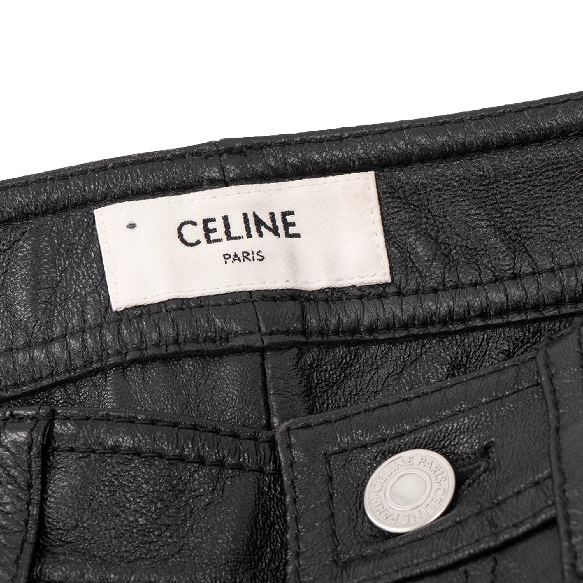CELINE - Pantalon Celine en cuir noir (T38)