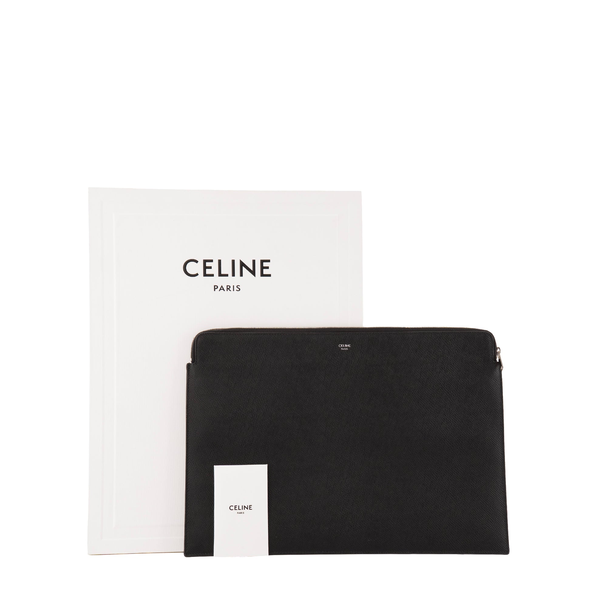CELINE - Pochette Celine en cuir grainé noir