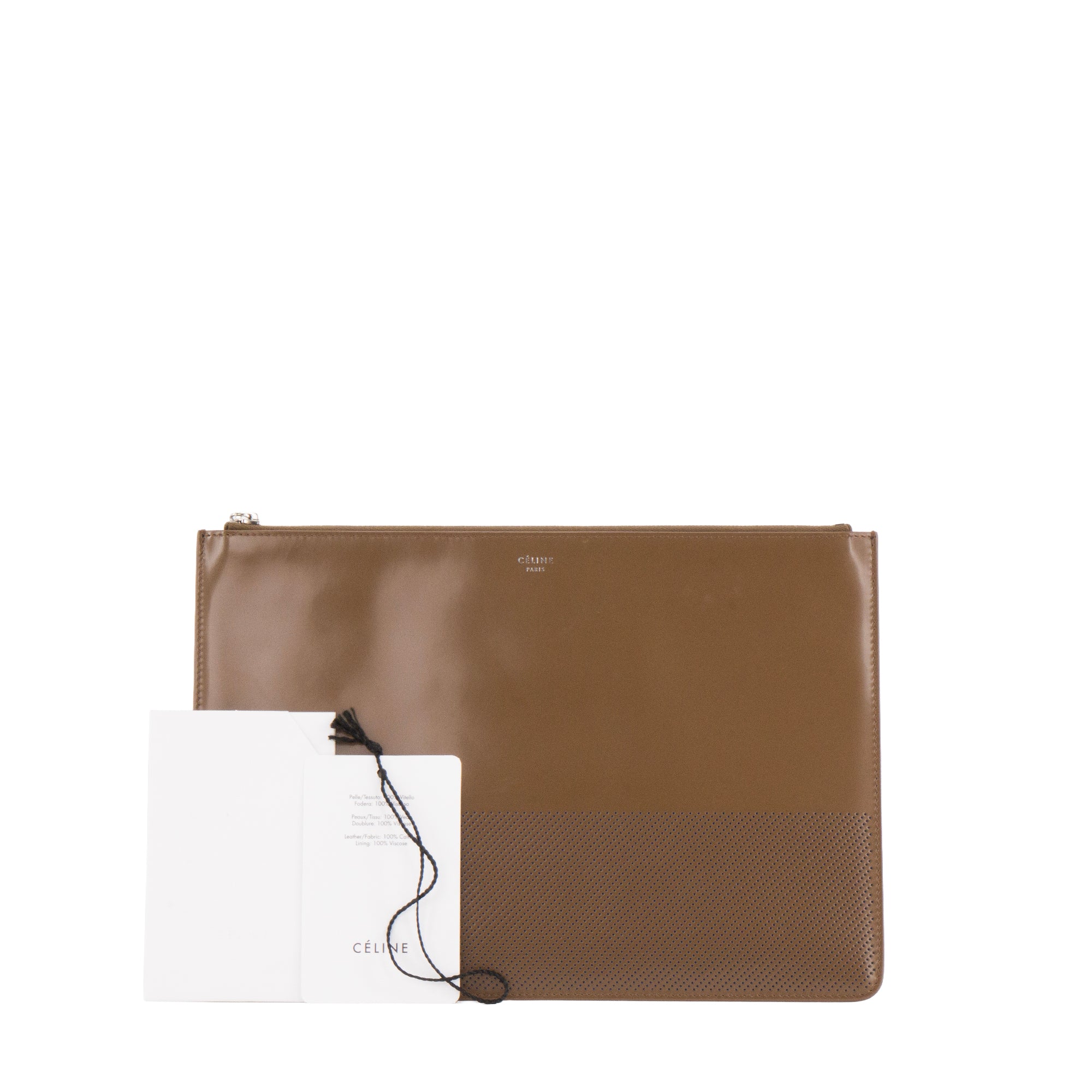 CELINE - Pochette Celine en cuir verni marron et bleu