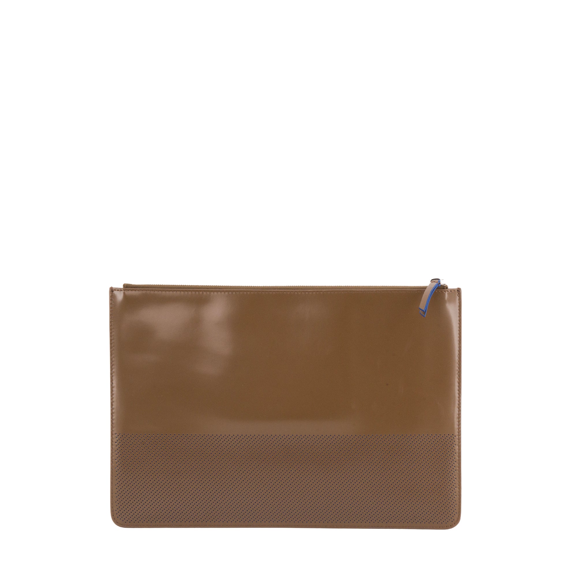 CELINE - Pochette Celine en cuir verni marron et bleu