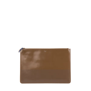 CELINE - Pochette Celine en cuir verni marron et bleu