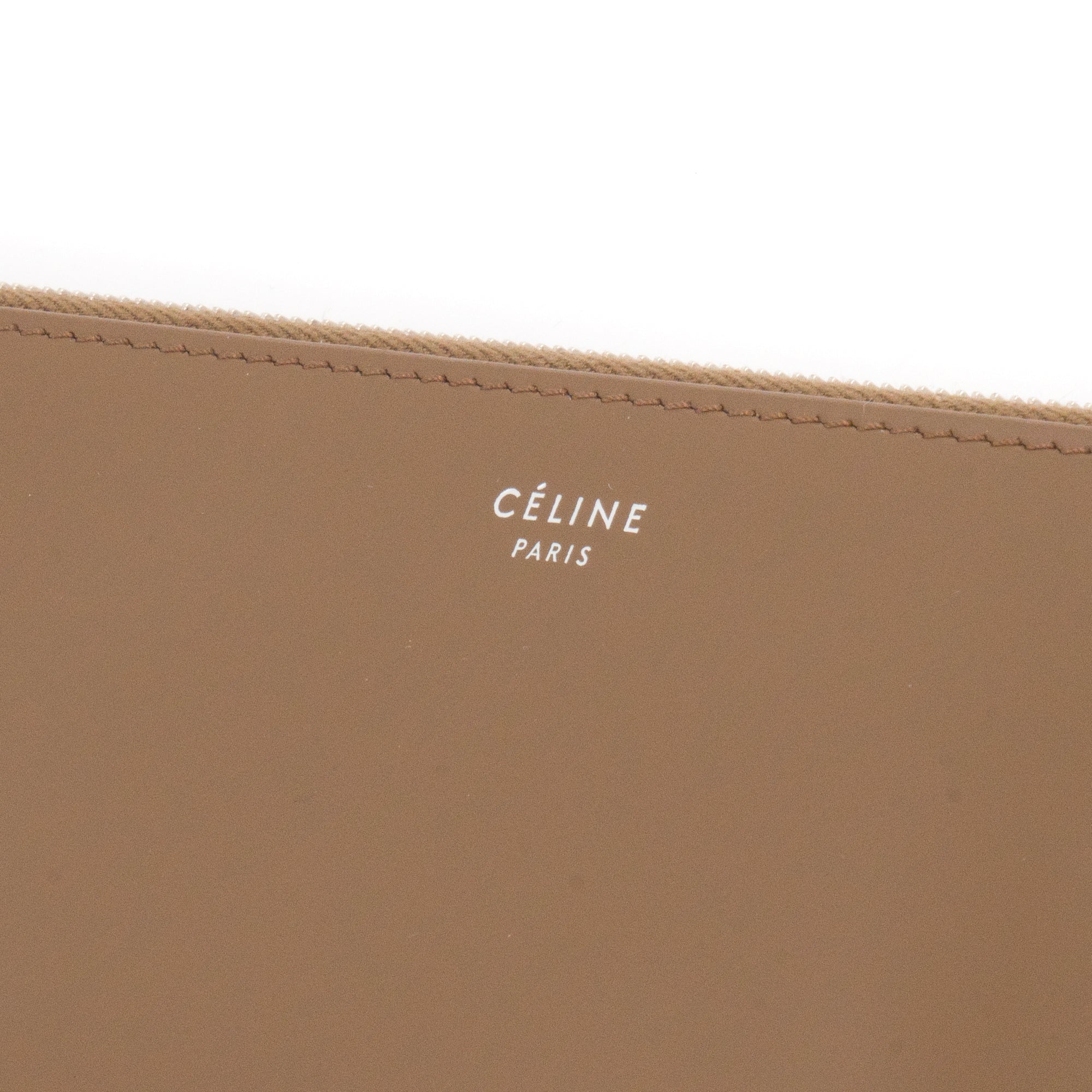 CELINE - Pochette Celine en cuir verni marron et bleu