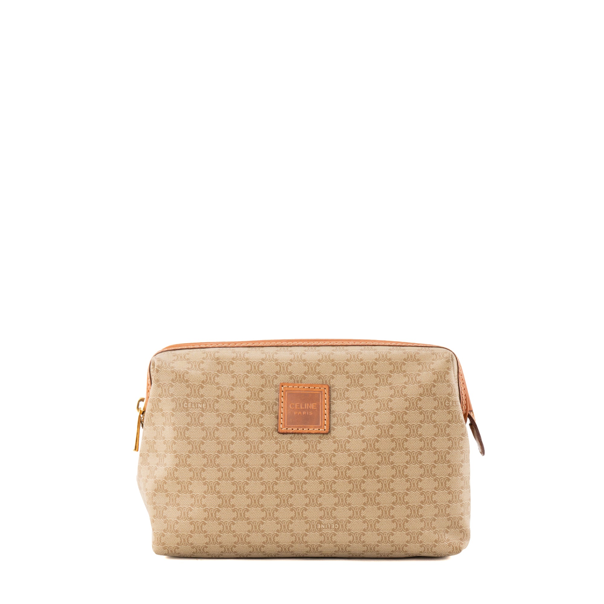 CÉLINE - Pochette Celine en toile enduite macadam beige vintage