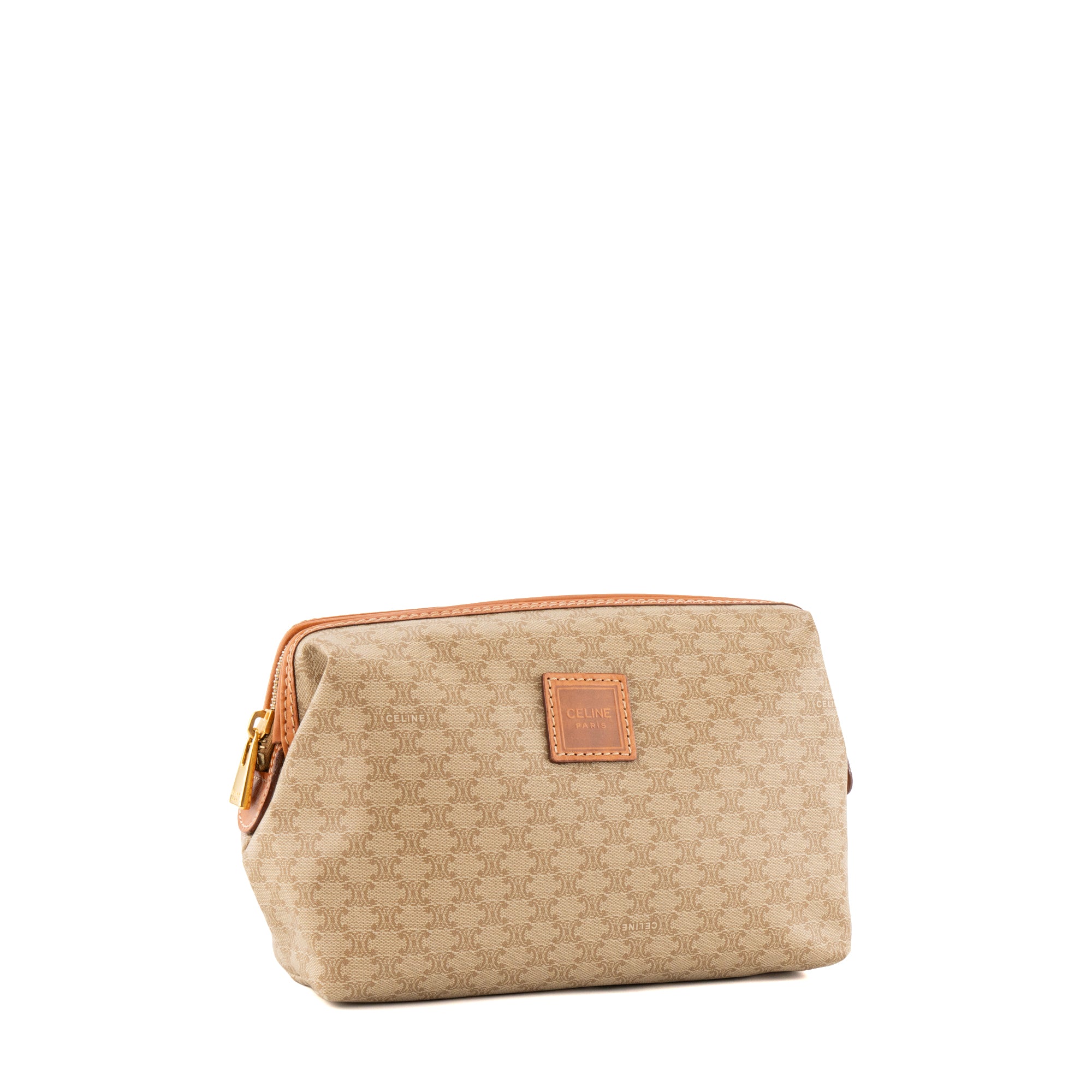 CÉLINE - Pochette Celine en toile enduite macadam beige vintage
