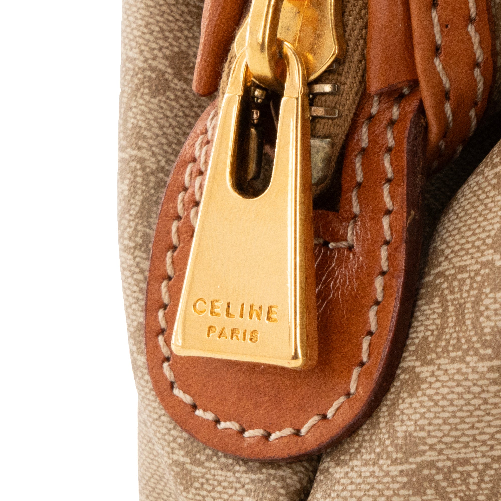 CÉLINE - Pochette Celine en toile enduite macadam beige vintage