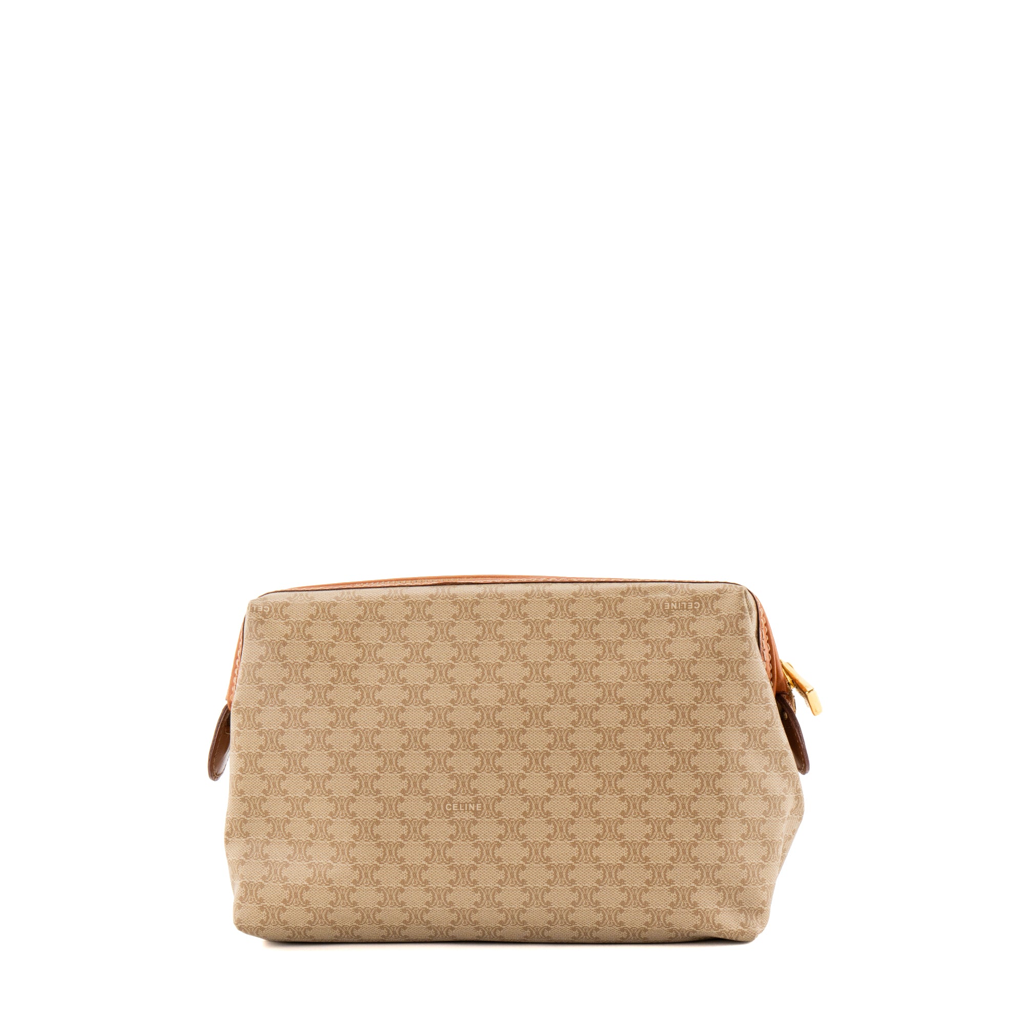 CÉLINE - Pochette Celine en toile enduite macadam beige vintage