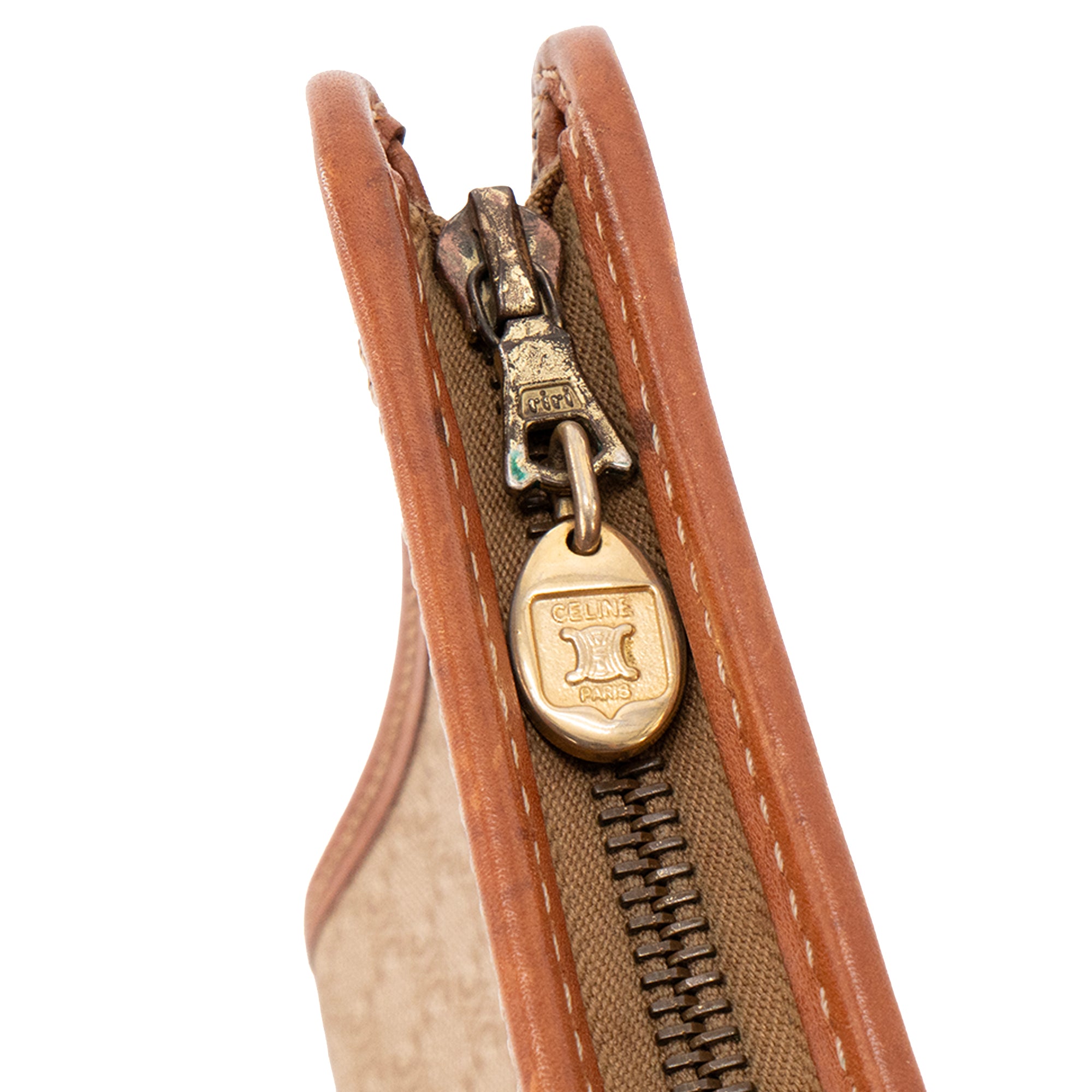CELINE - Pochette Celine en toile enduite macadam beige vintage