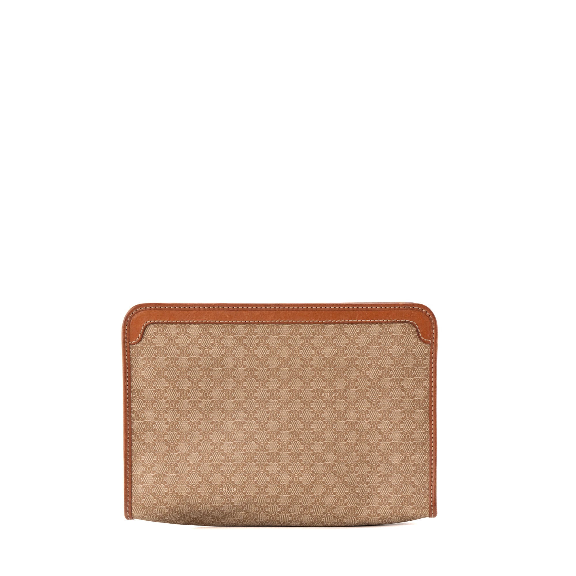 CELINE - Pochette Celine en toile enduite macadam beige vintage