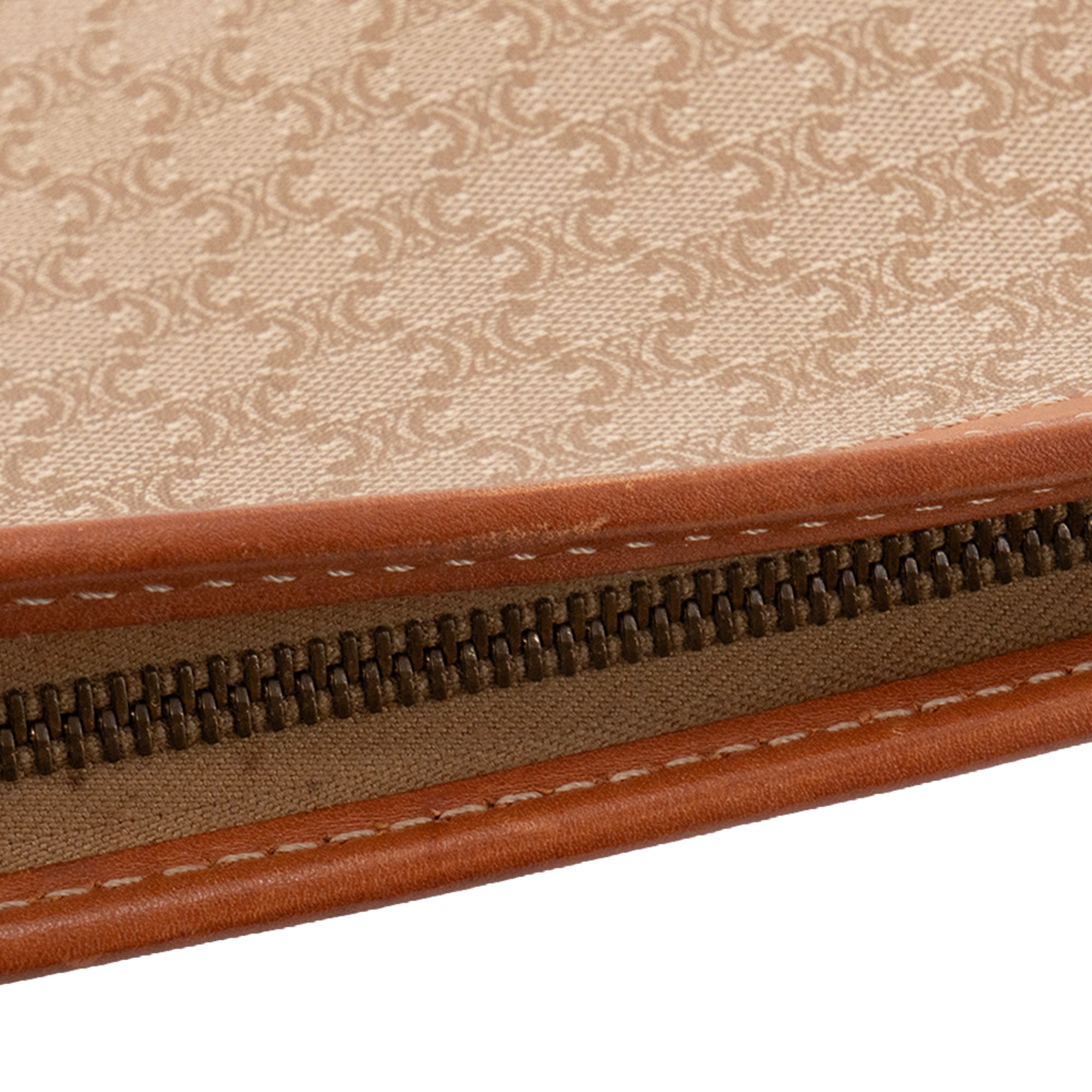 CELINE - Pochette Celine en toile enduite macadam beige vintage