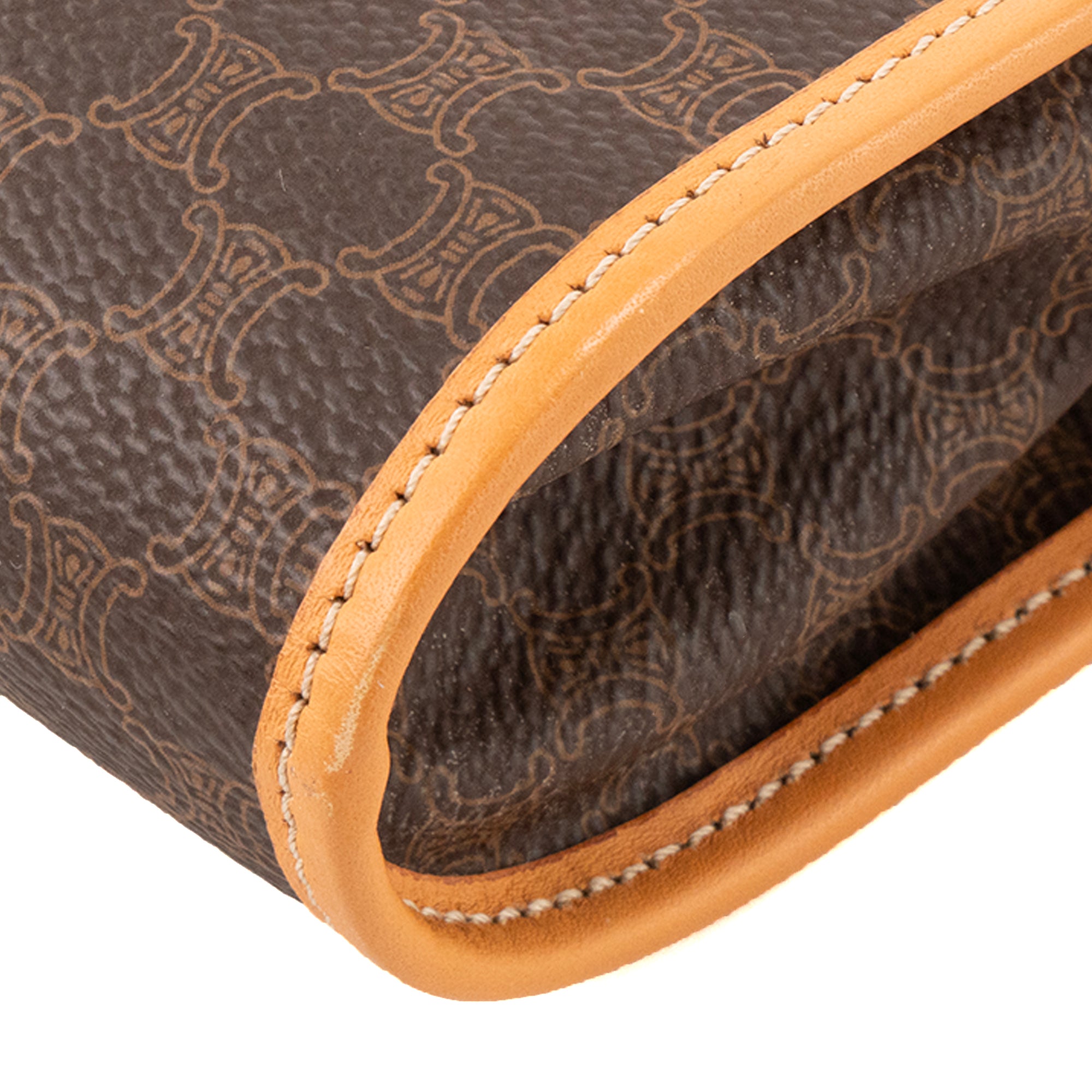 CELINE - Pochette Celine en toile enduite macadam marron vintage
