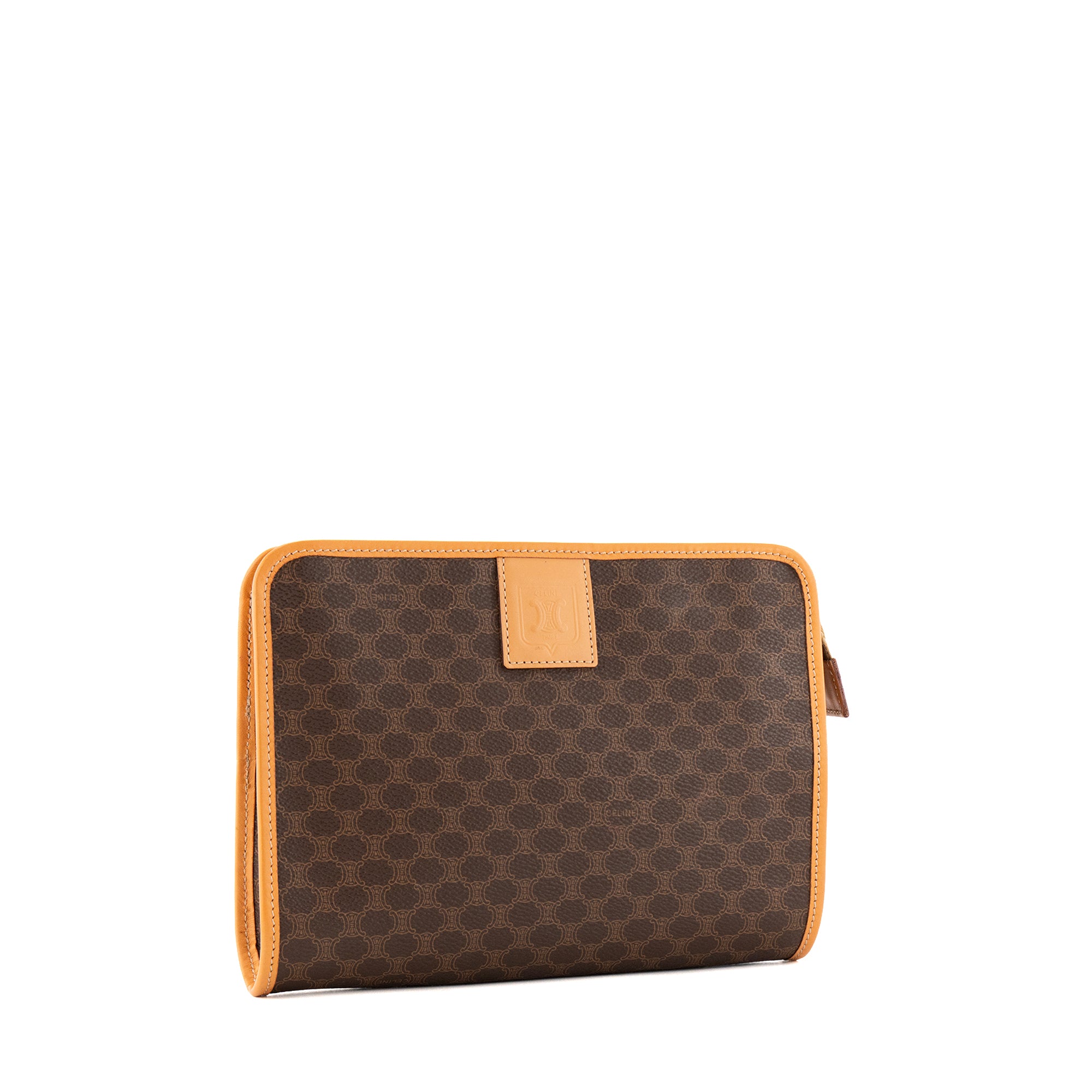 CELINE - Pochette Celine en toile enduite macadam marron vintage