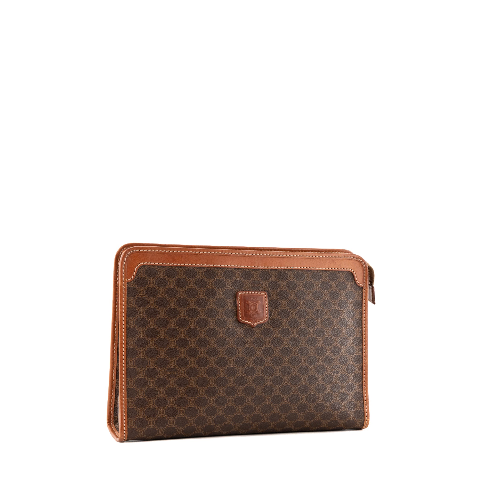CÉLINE - Pochette Celine en toile enduite macadam marron vintage