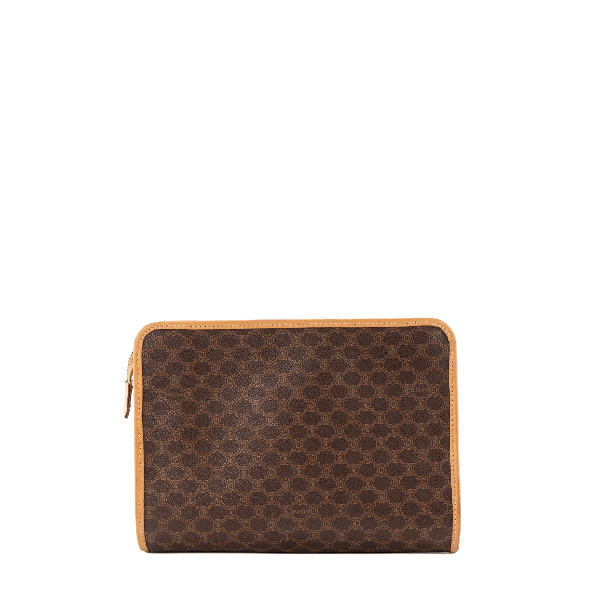 CELINE - Pochette Celine en toile enduite macadam marron vintage