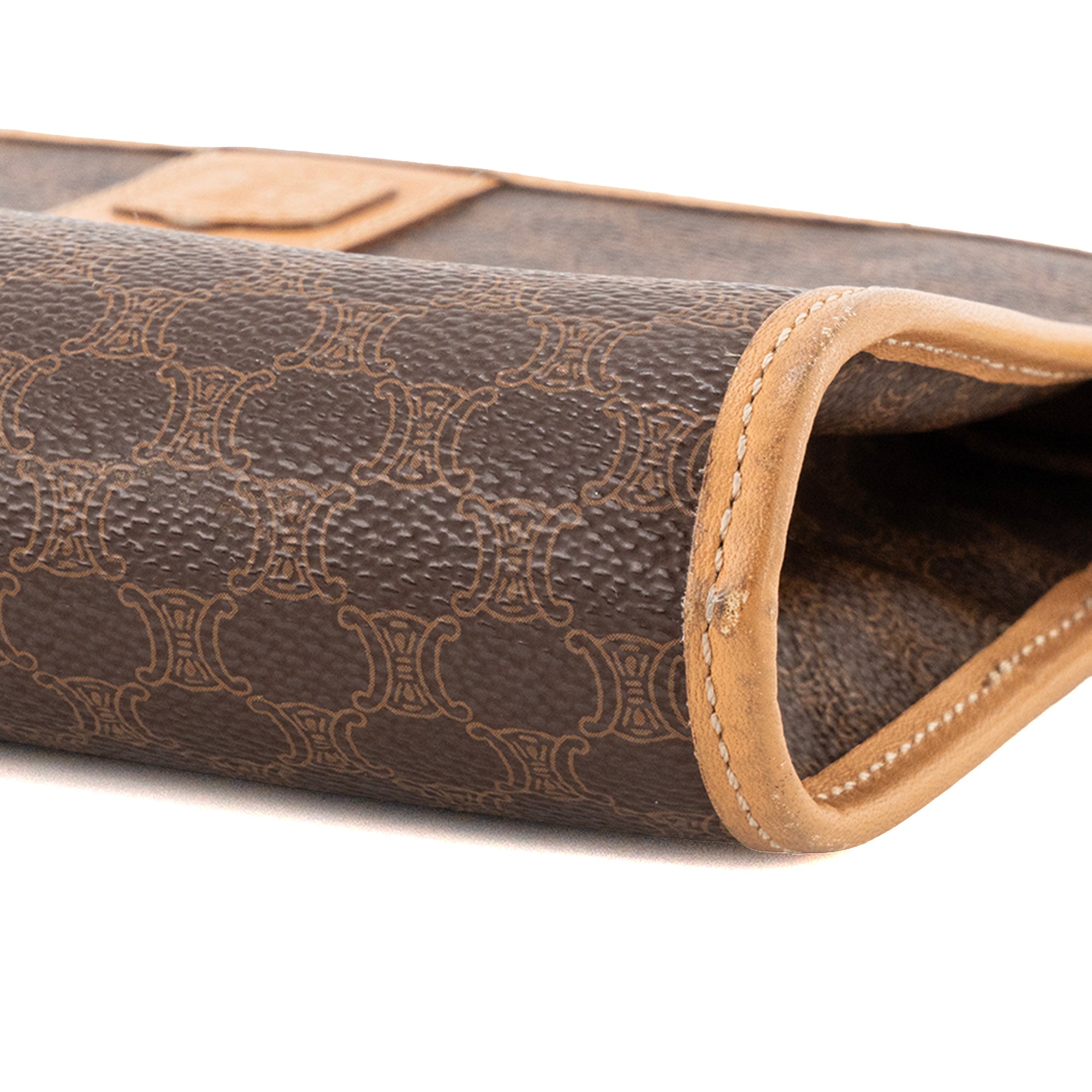 CELINE - Pochette Celine en toile enduite macadam marron vintage