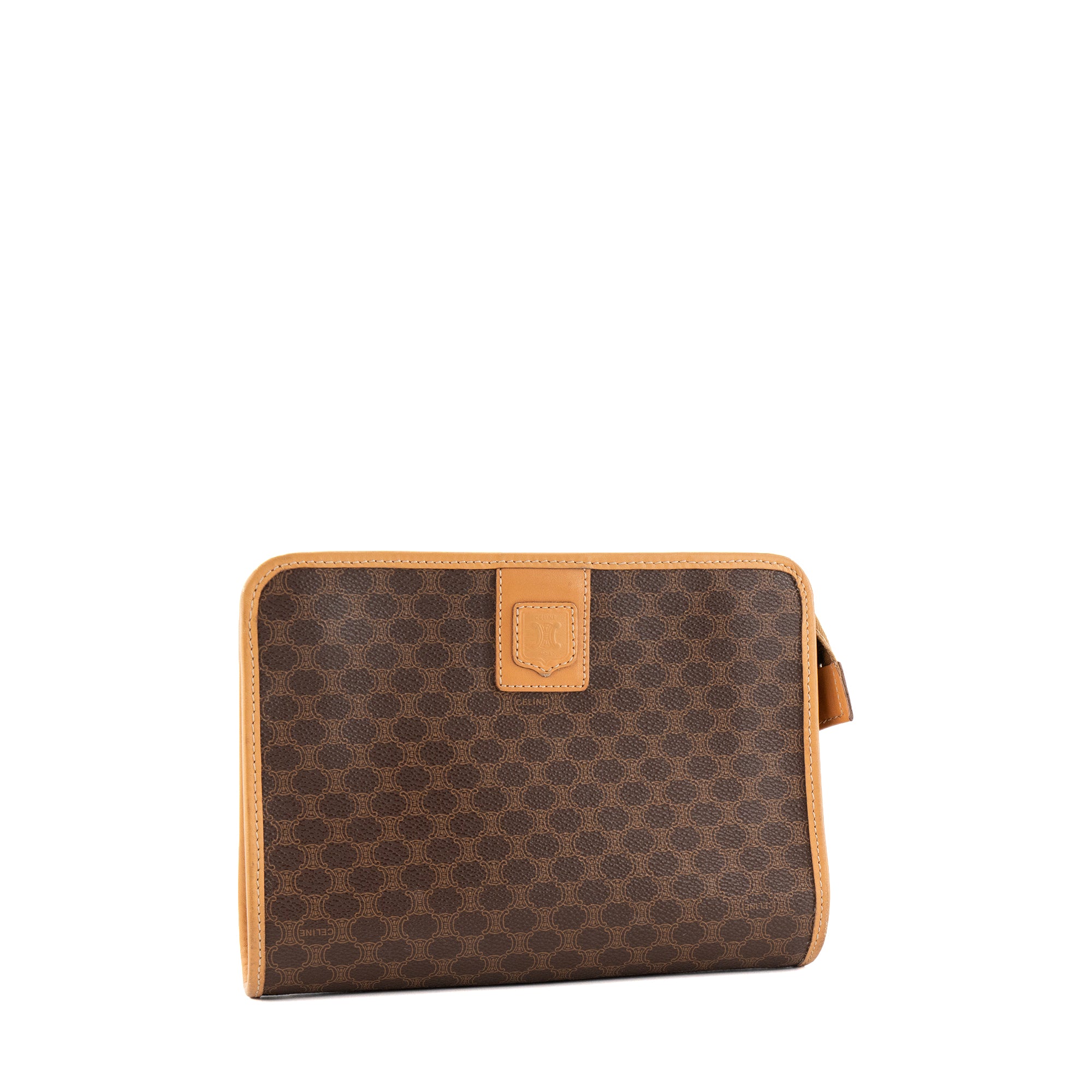 CELINE - Pochette Celine en toile enduite macadam marron vintage