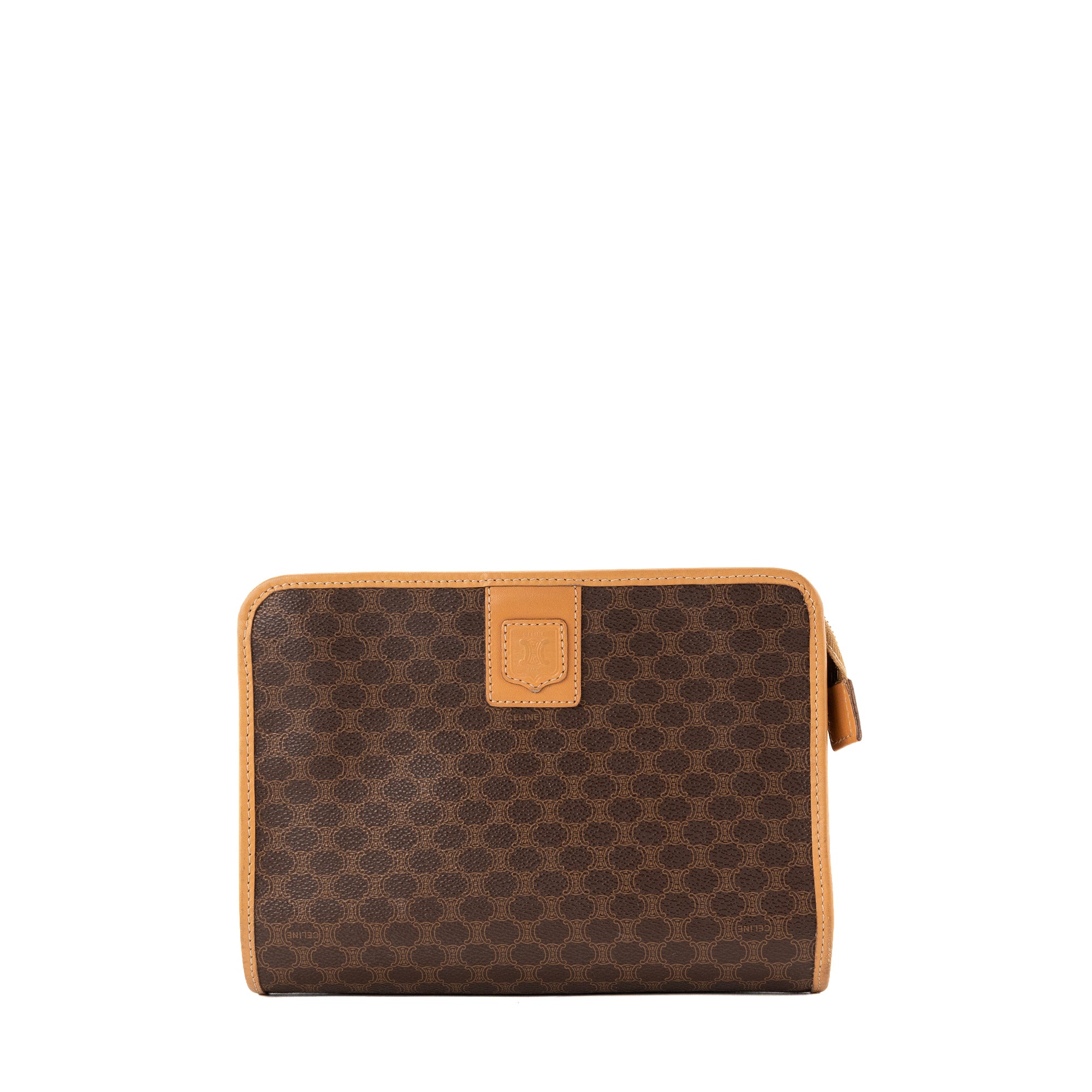 CELINE - Pochette Celine en toile enduite macadam marron vintage